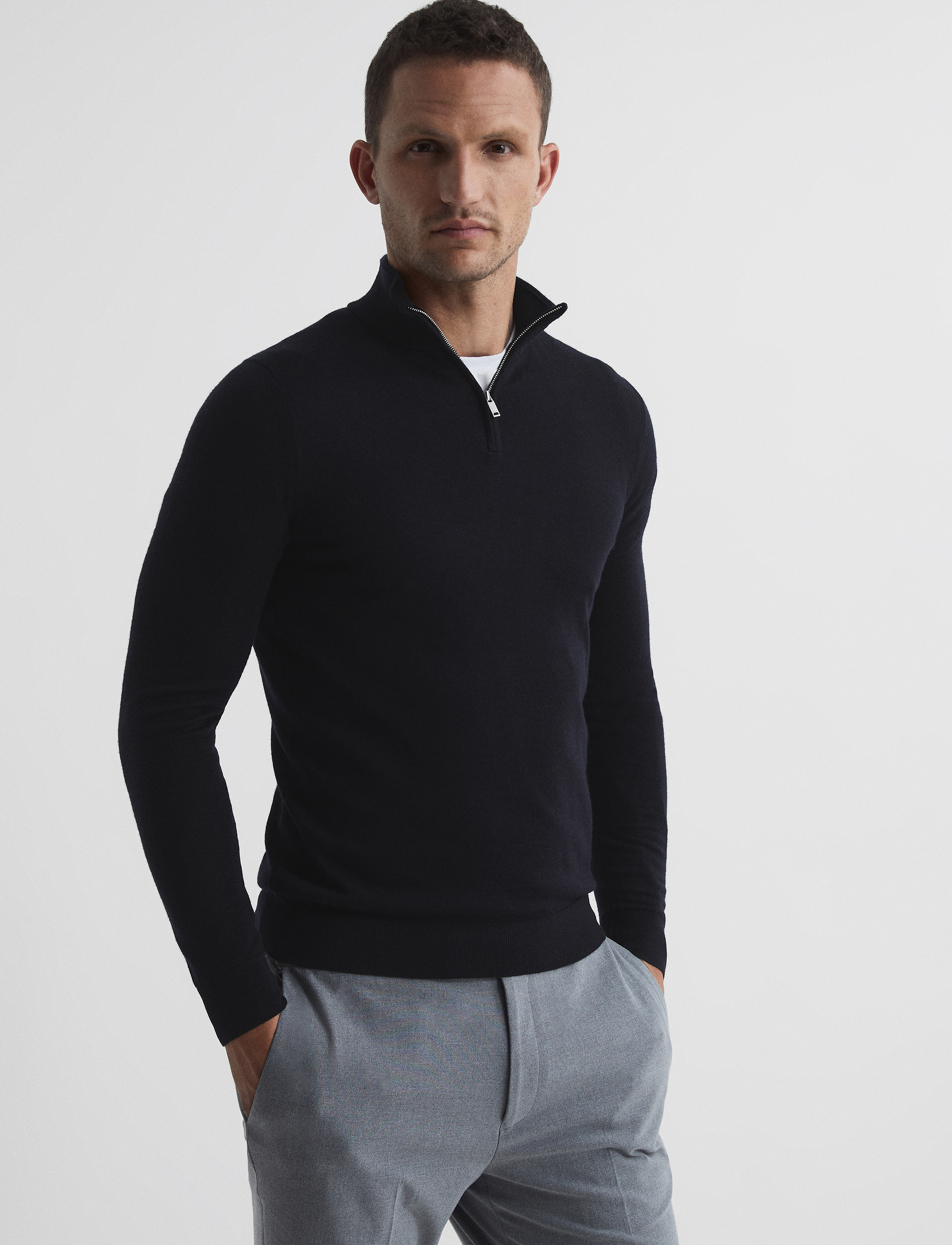 Reiss Blackhall, Mænd, Quarter-Zip Trøje, Navy, Str: XS