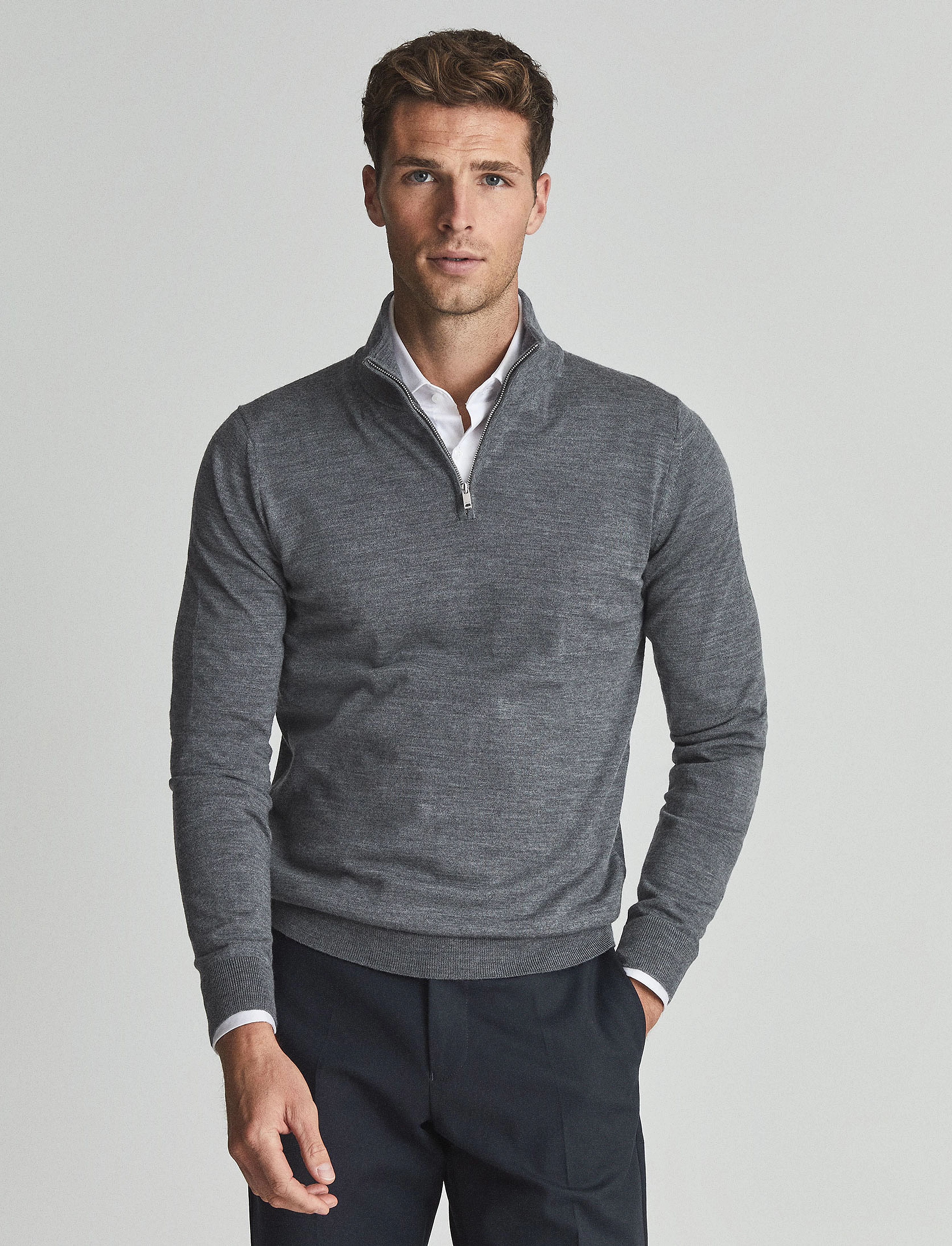 Reiss - BLACKHALL - herren - mid grey melange - 2