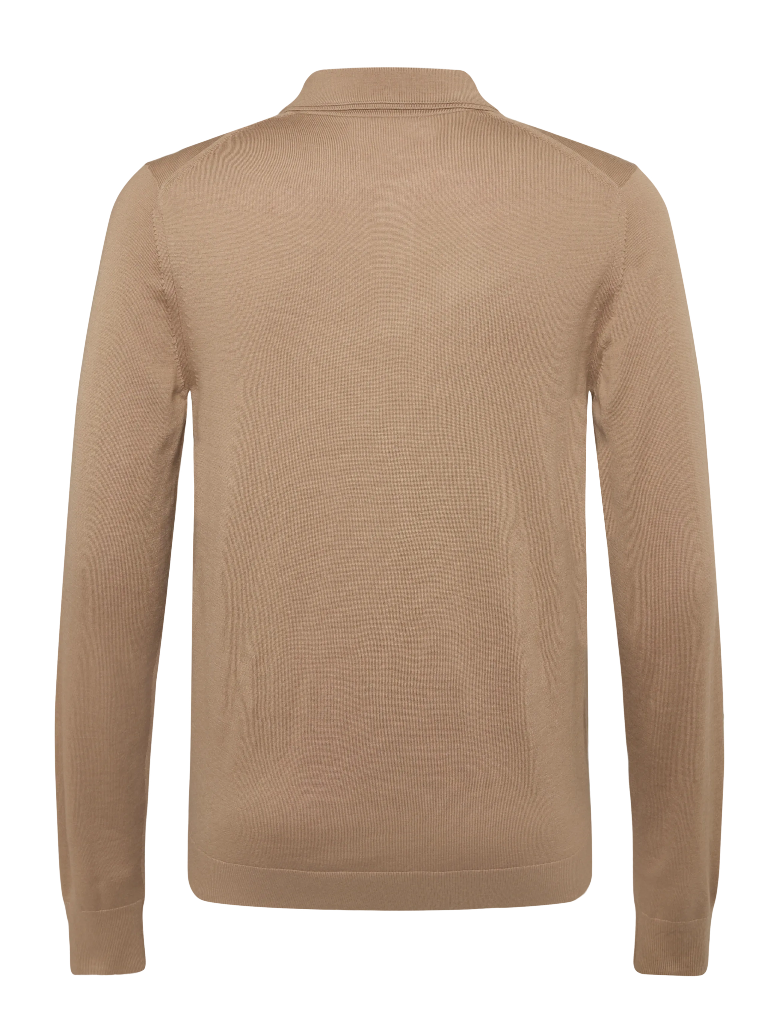 Reiss - TRAFFORD LS HALF BUTTON MERINO WOOL POLO - langärmelige strick-polohemden - camel brown - 1