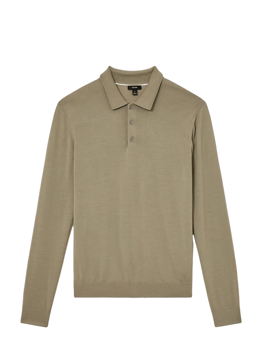 Reiss - TRAFFORD - langärmelige strick-polohemden - 33 soft olive green - 1