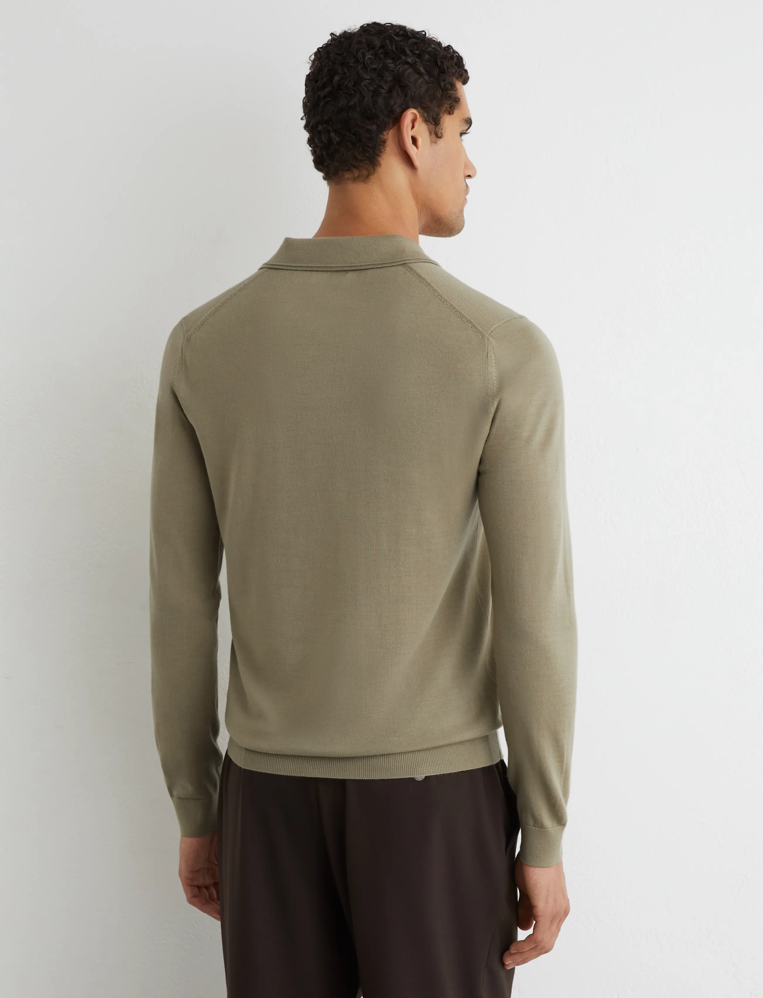 Reiss - TRAFFORD - langärmelige strick-polohemden - 33 soft olive green - 3