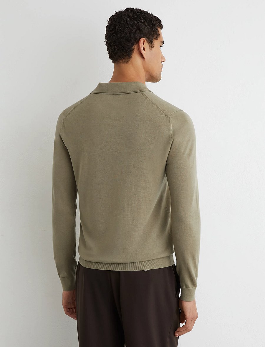 Reiss - TRAFFORD - langärmelige strick-polohemden - 33 soft olive green - 3