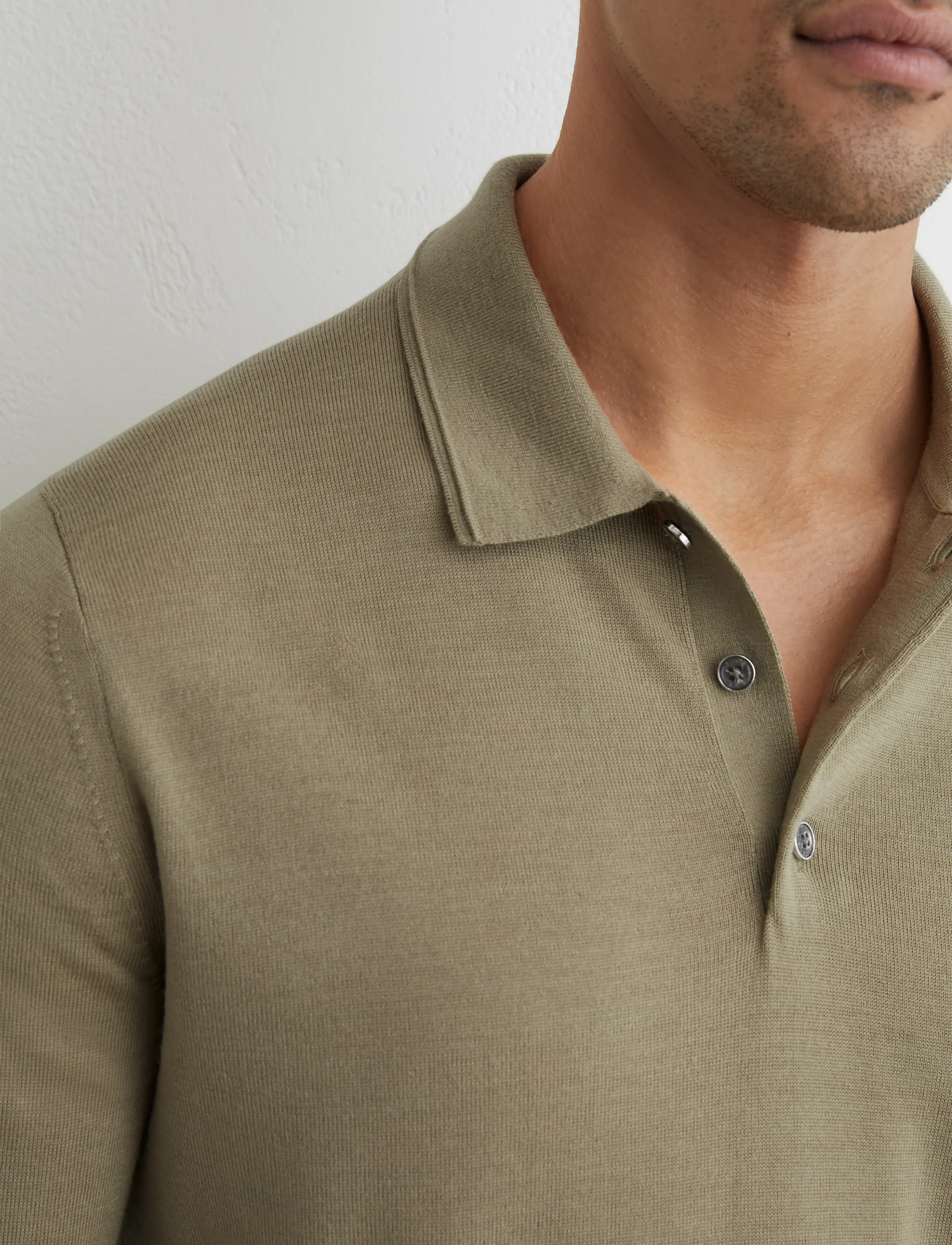 Reiss - TRAFFORD - langärmelige strick-polohemden - 33 soft olive green - 4