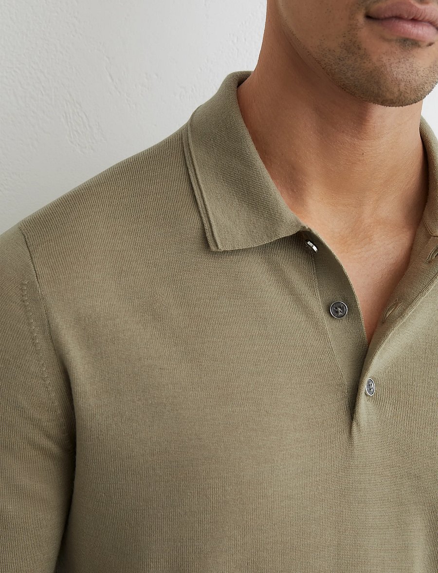 Reiss - TRAFFORD - langärmelige strick-polohemden - 33 soft olive green - 4