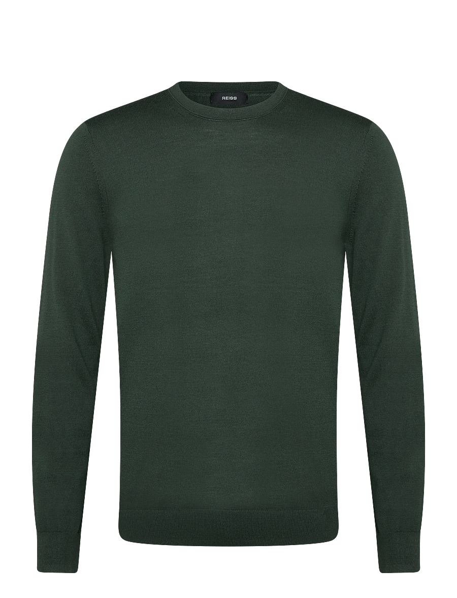 Reiss - WESSEX LS CREW MERINO WOOL JUMPER - round necks - dark green - 0