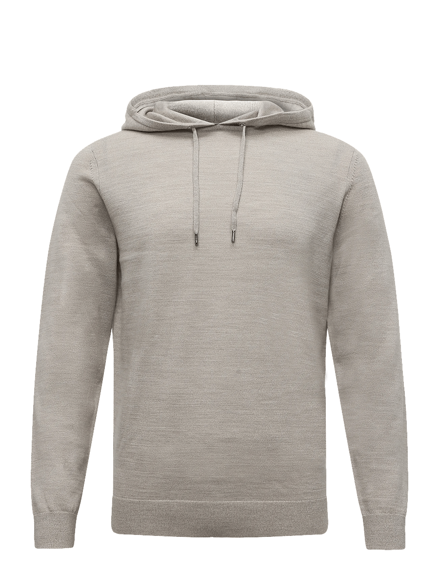Reiss - HOLLAND LS MERINO WOOL HOODY - stone mouline - 0