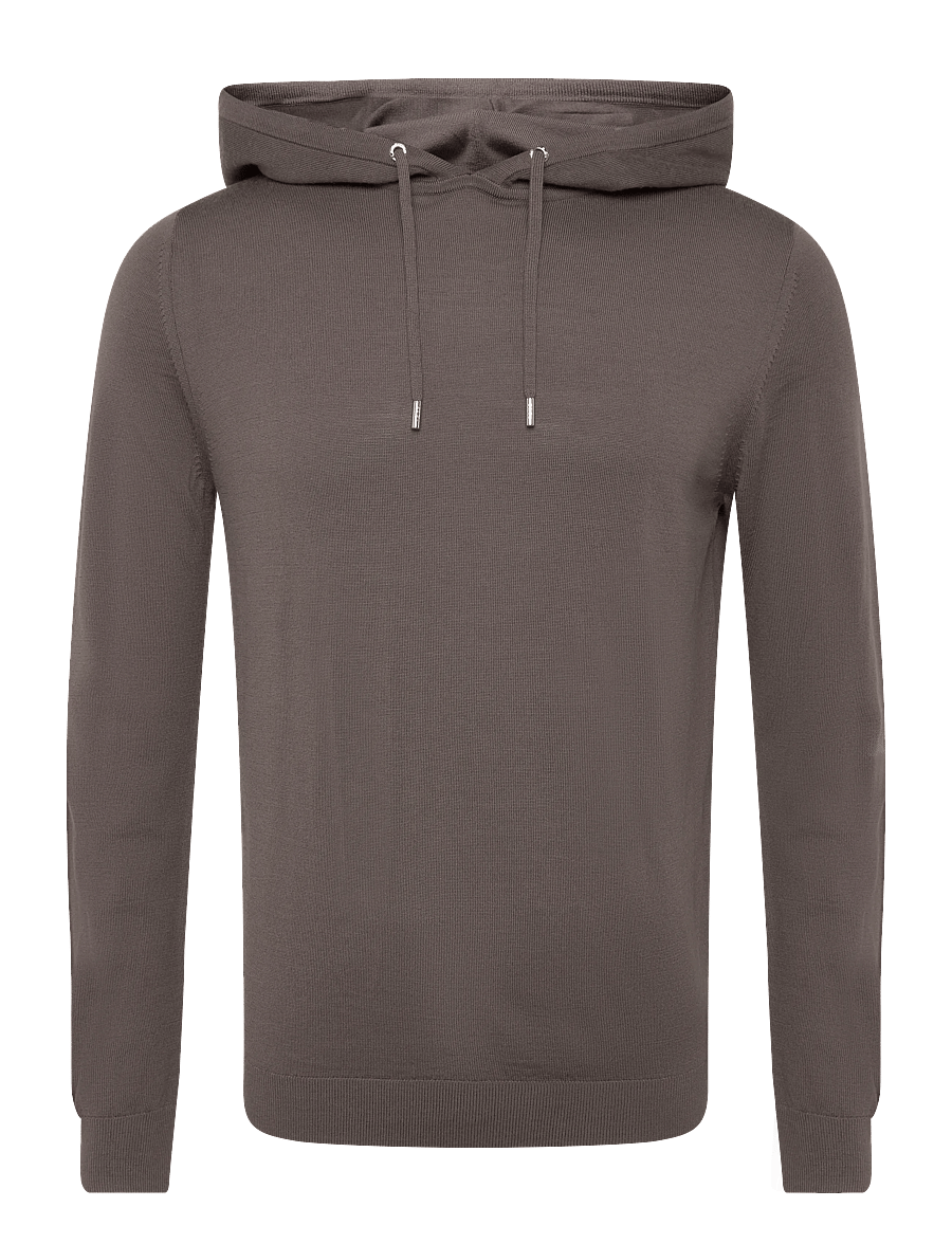 Reiss - HOLLAND LS MERINO WOOL HOODY - hoodies - ridge brown - 0