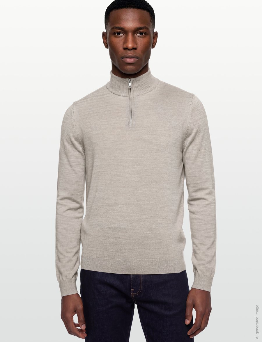 Reiss - BLACKHALL - poolpika lukuga džemprid - stone mouline - 3