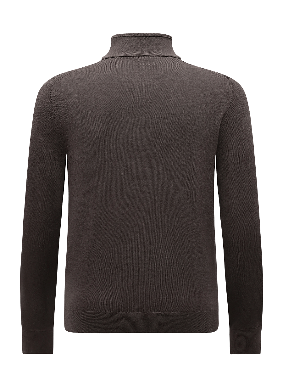 Reiss - BLACKHALL LS HALF ZIP FUNNEL MERINO WOOL JUMPER - poolpika lukuga džemprid - ridge brown - 1