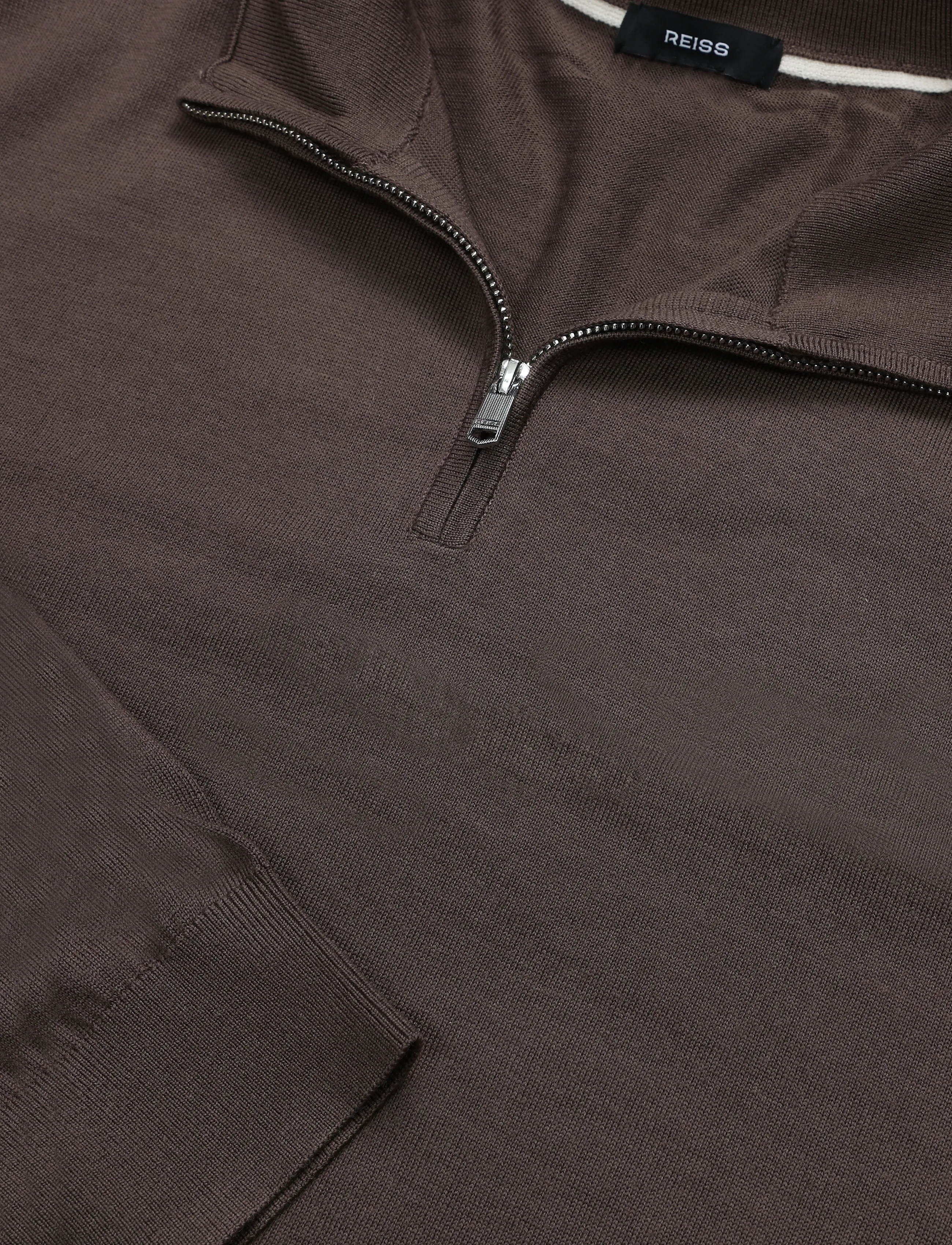 Reiss - BLACKHALL LS HALF ZIP FUNNEL MERINO WOOL JUMPER - poolpika lukuga džemprid - ridge brown - 2