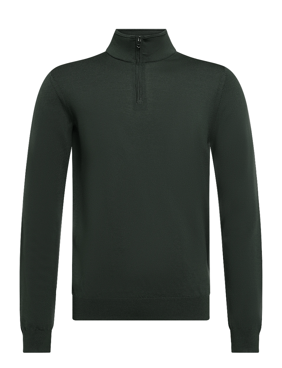 Reiss - BLACKHALL LS HALF ZIP FUNNEL MERINO WOOL JUMPER - halfzip strik - dark green - 0