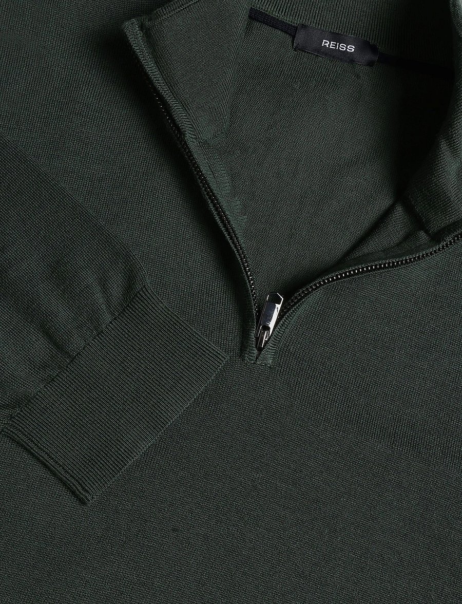 Reiss - BLACKHALL LS HALF ZIP FUNNEL MERINO WOOL JUMPER - halfzip strik - dark green - 2