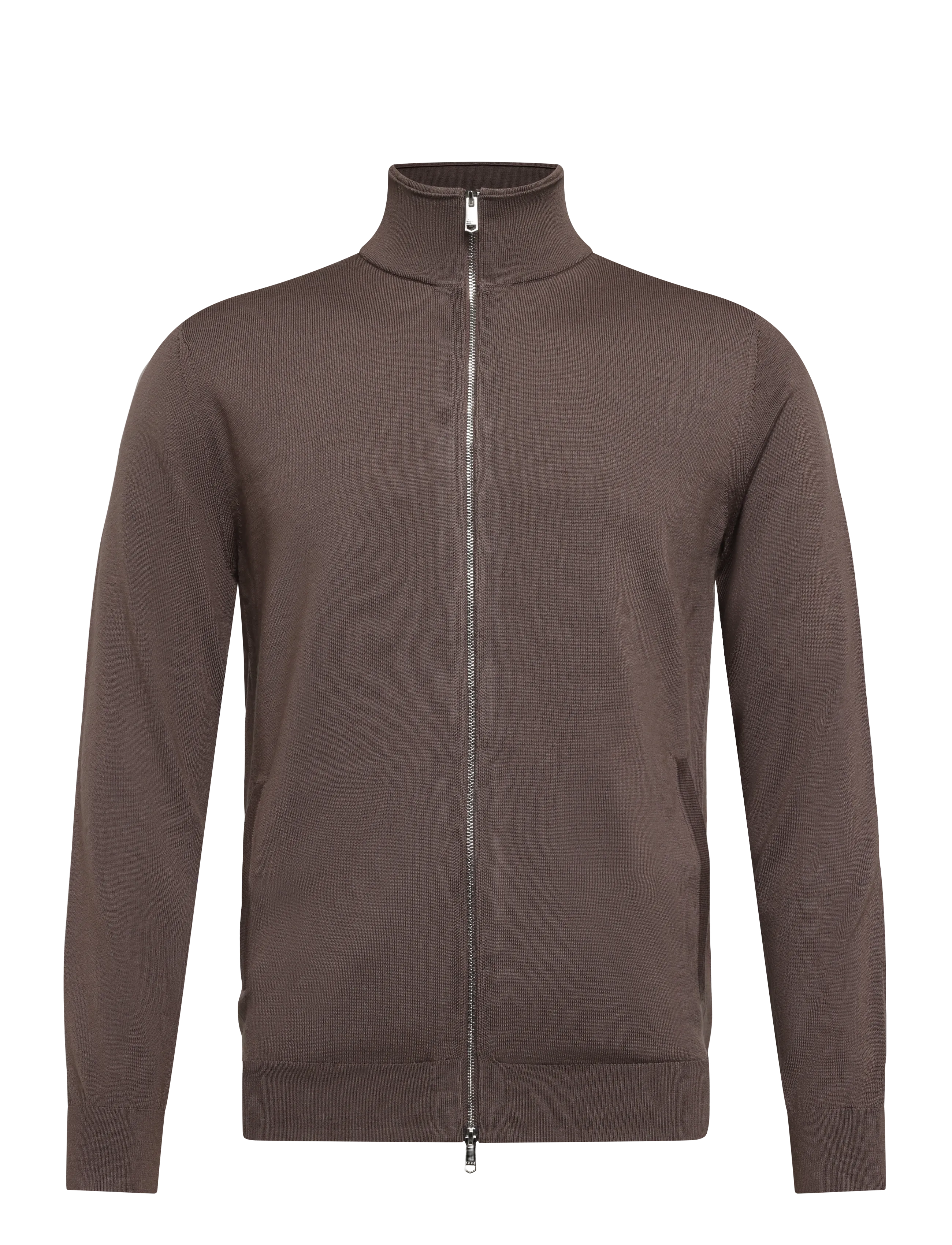 Reiss HAMPSHIRE LS ZIP THROUGH FUNNEL MERINO WOOL CARDIG - Kleidung - RIDGE BROWN / brown