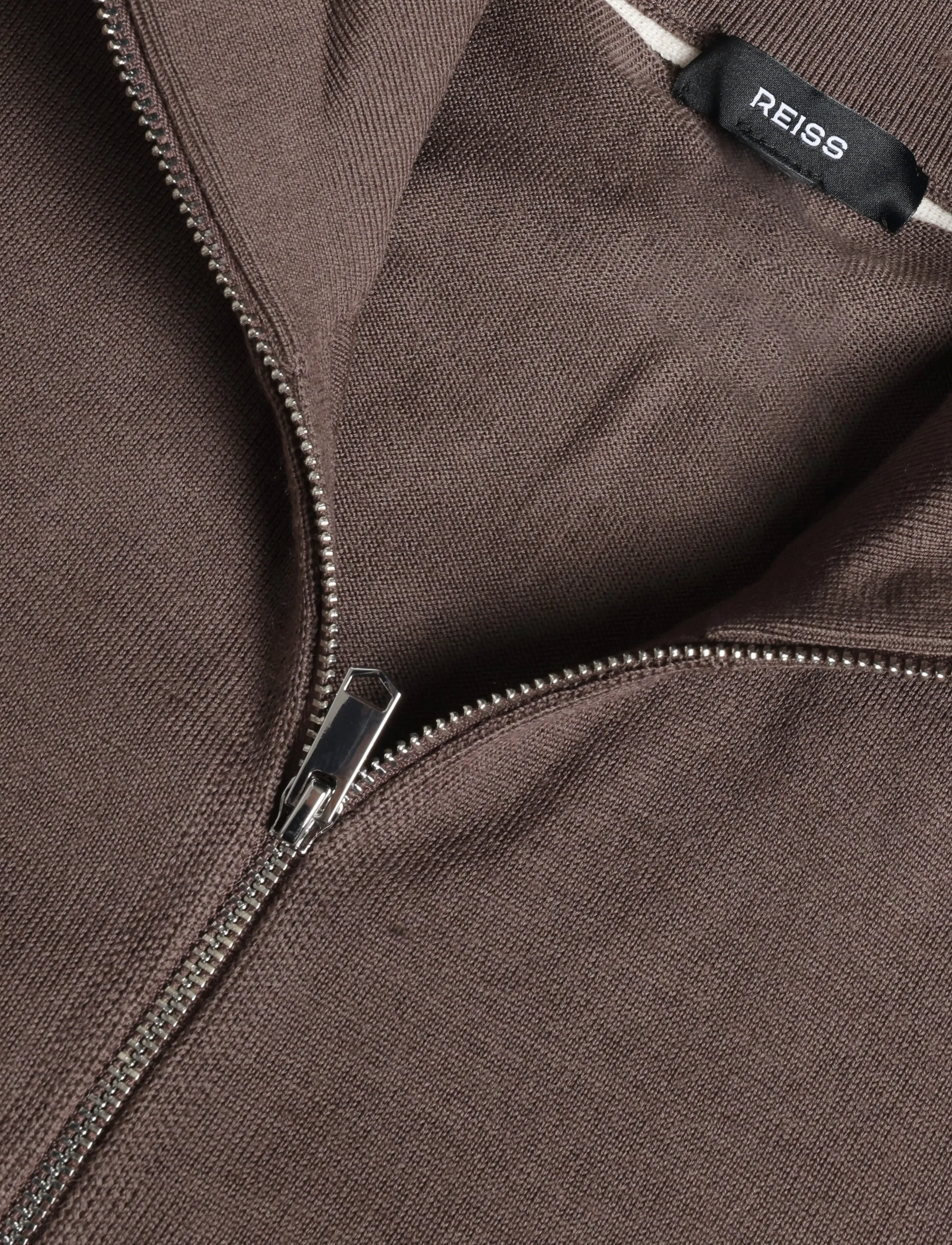 Reiss - HAMPSHIRE LS ZIP THROUGH FUNNEL MERINO WOOL CARDIG - ridge brown - 2