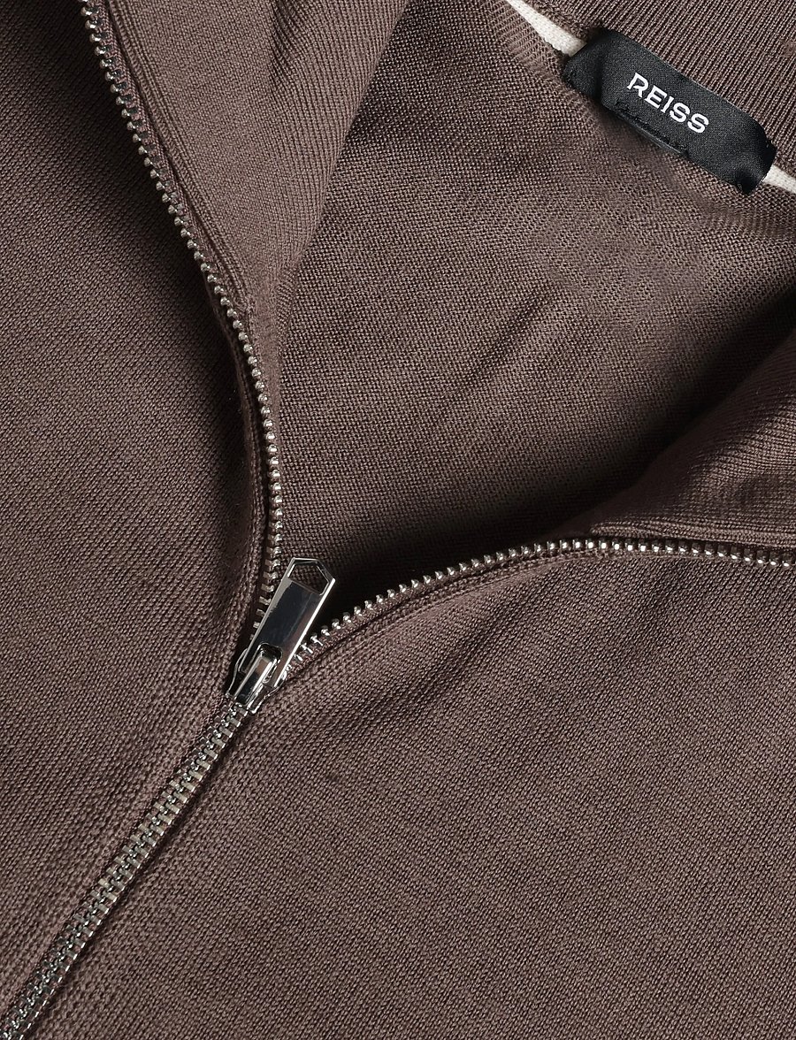 Reiss - HAMPSHIRE LS ZIP THROUGH FUNNEL MERINO WOOL CARDIG - fullzip strik - ridge brown - 2