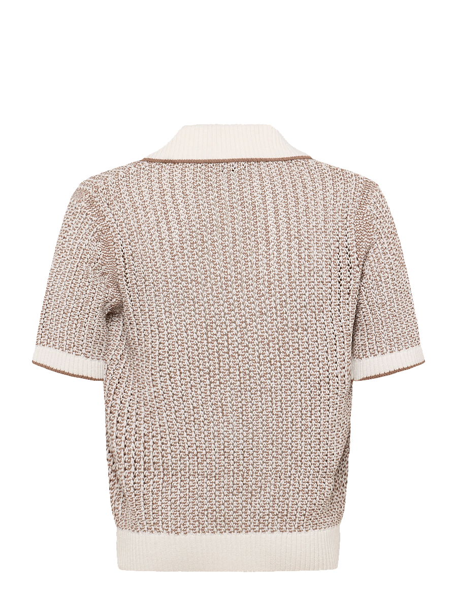 Reiss - ATLAS - adīti polo krekli ar garām piedurknēm - 25 tobacco brown/ecru - 2