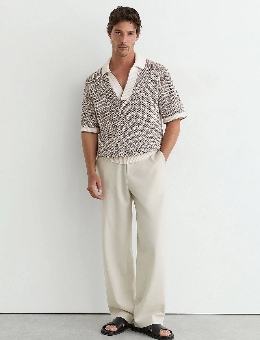 Reiss - ATLAS - polostrik - 25 tobacco brown/ecru - 0