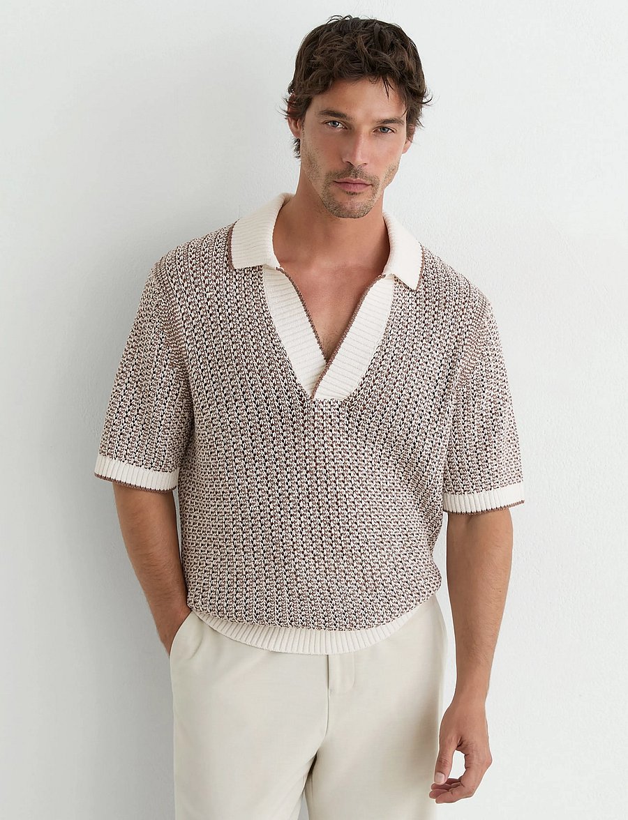 Reiss - ATLAS - polostrik - 25 tobacco brown/ecru - 2