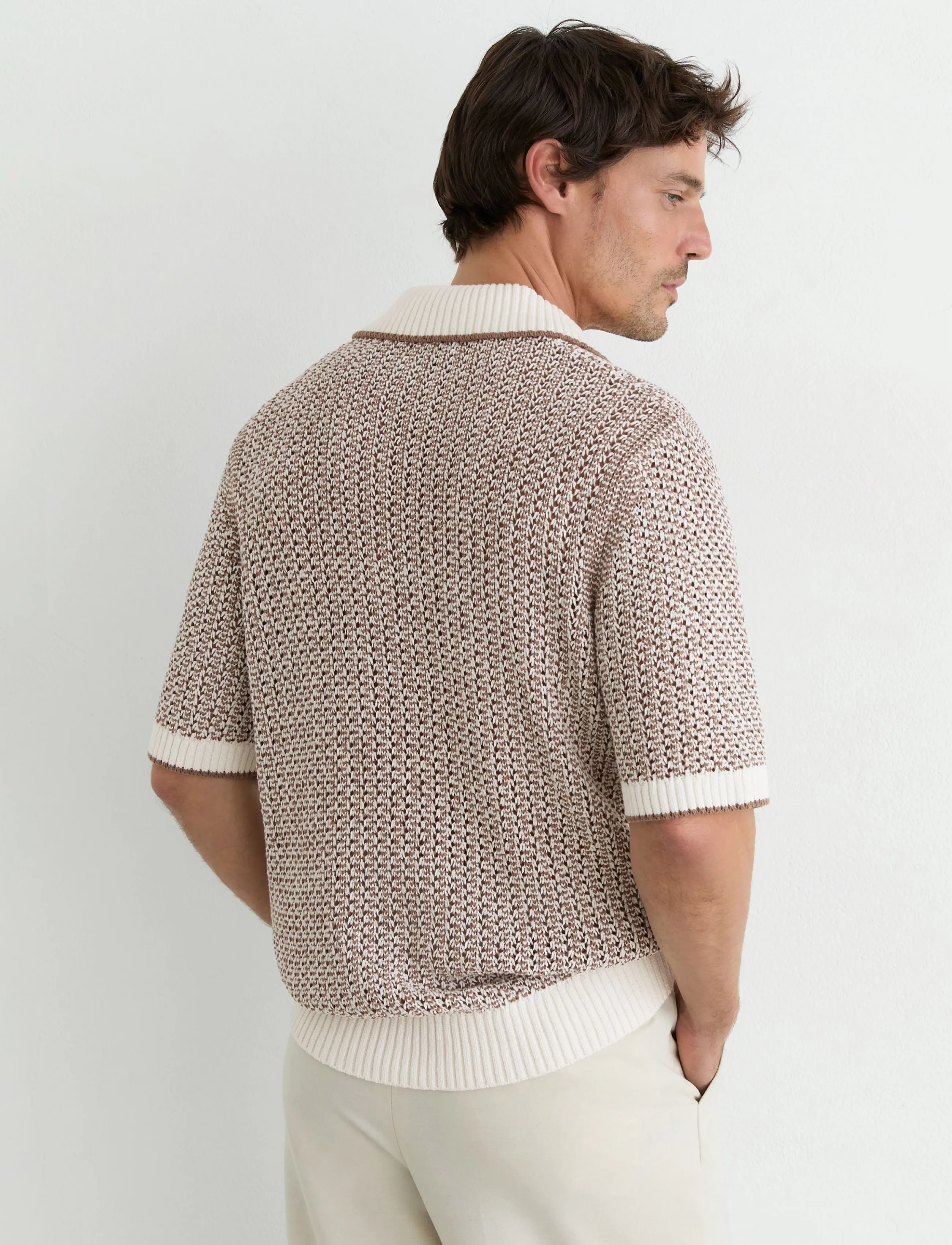 Reiss - ATLAS - polostrik - 25 tobacco brown/ecru - 3