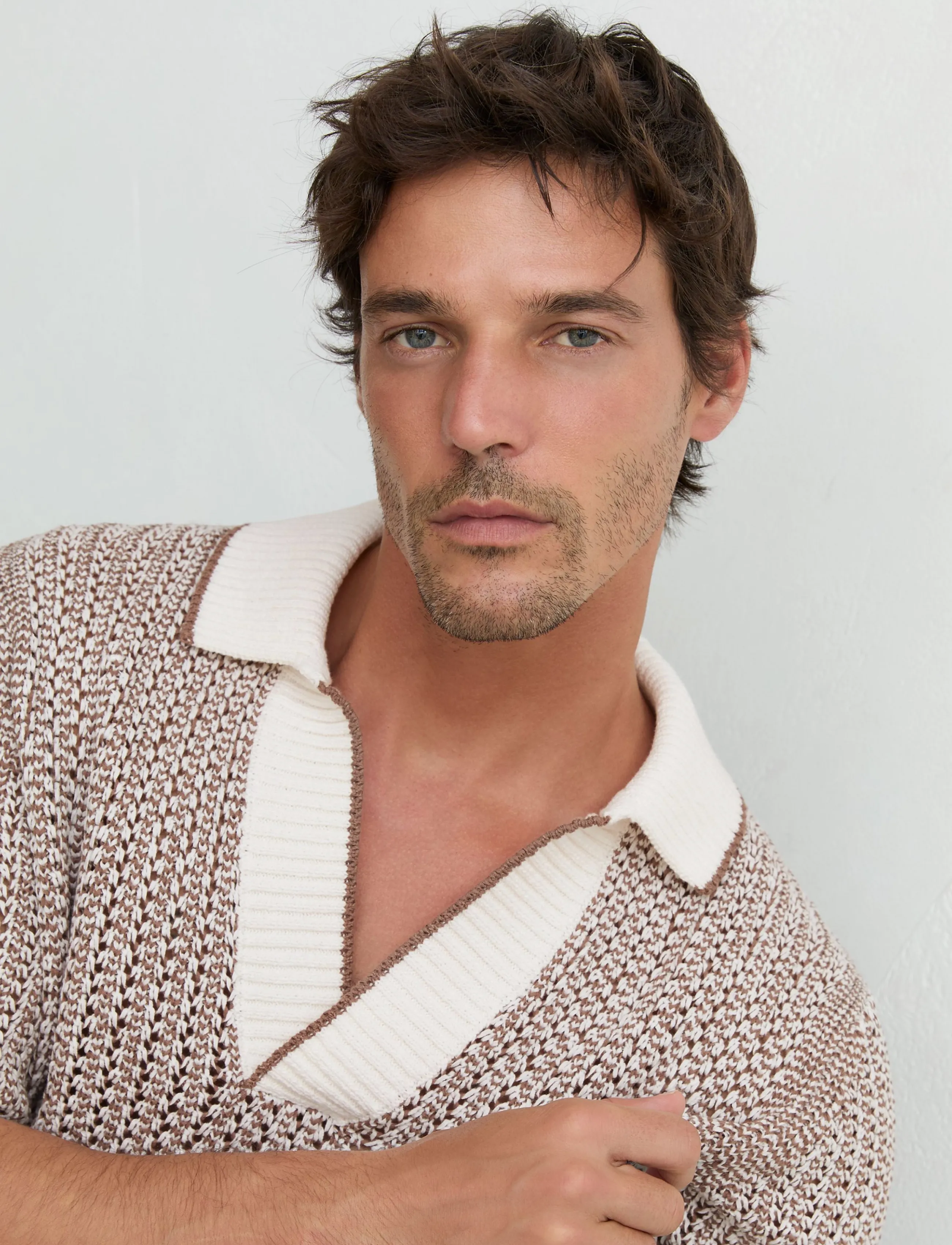 Reiss - ATLAS - polostrik - 25 tobacco brown/ecru - 4