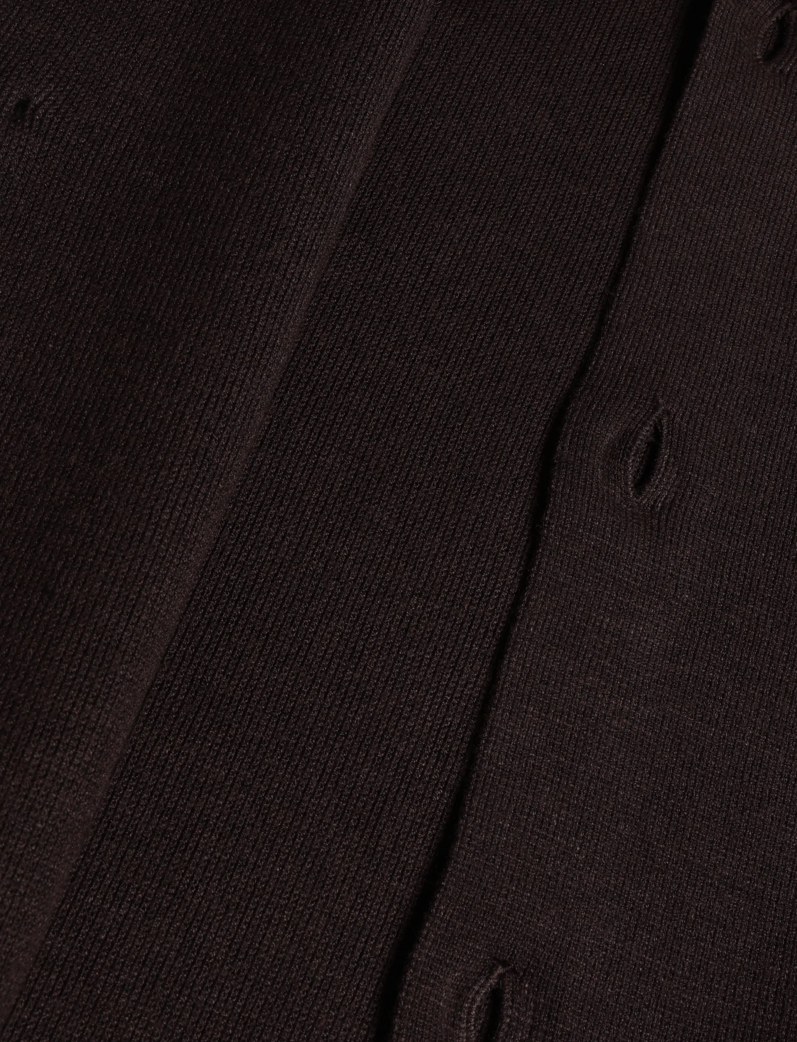 Reiss - FITZWILLIAM LS BUTTON THROUGH RIBBED SLEEVE CARDIG - chocolate brown - 3