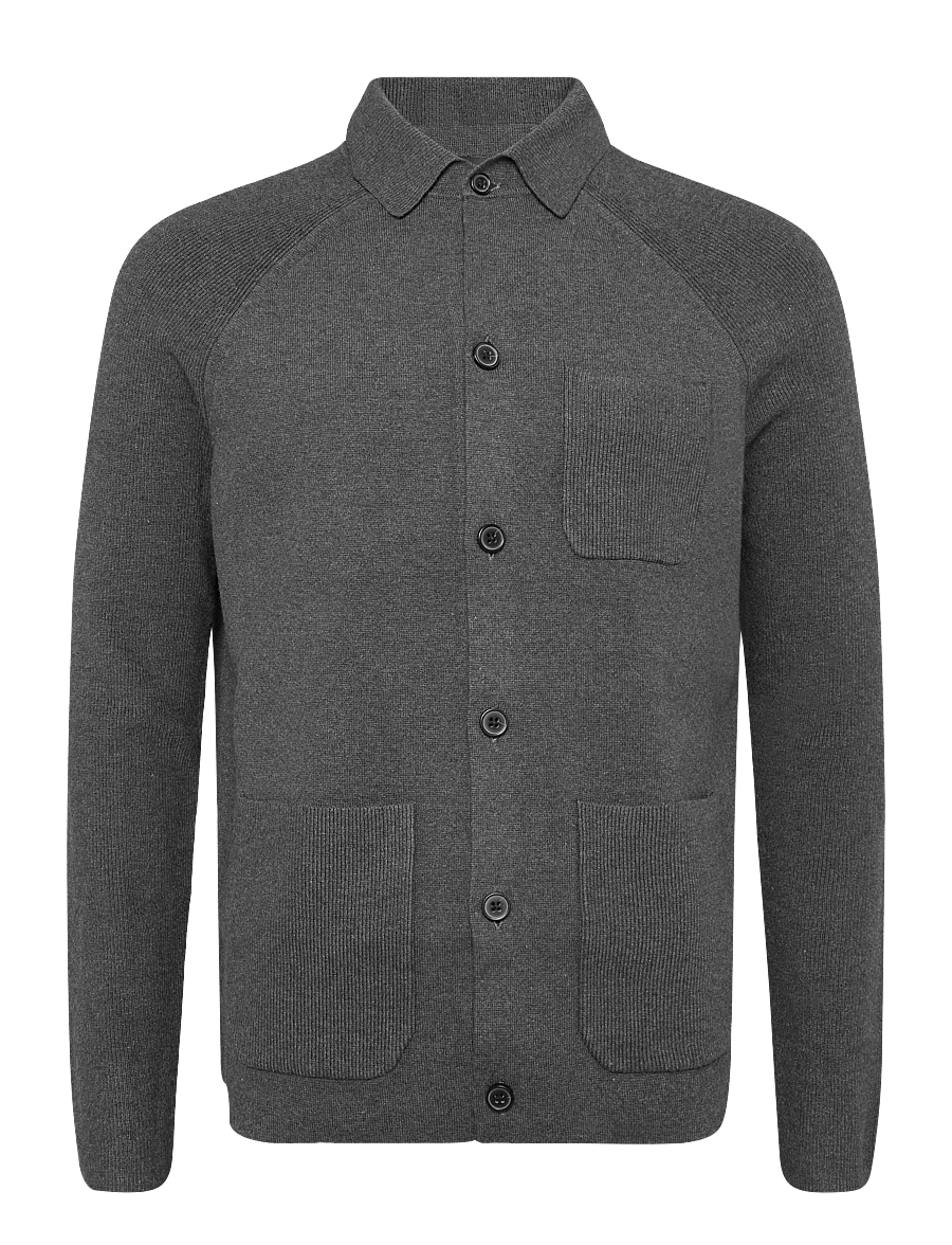 Reiss - FITZWILLIAM LS BUTTON THROUGH RIBBED SLEEVE CARDIG - cardigan - charcoal grey - 0