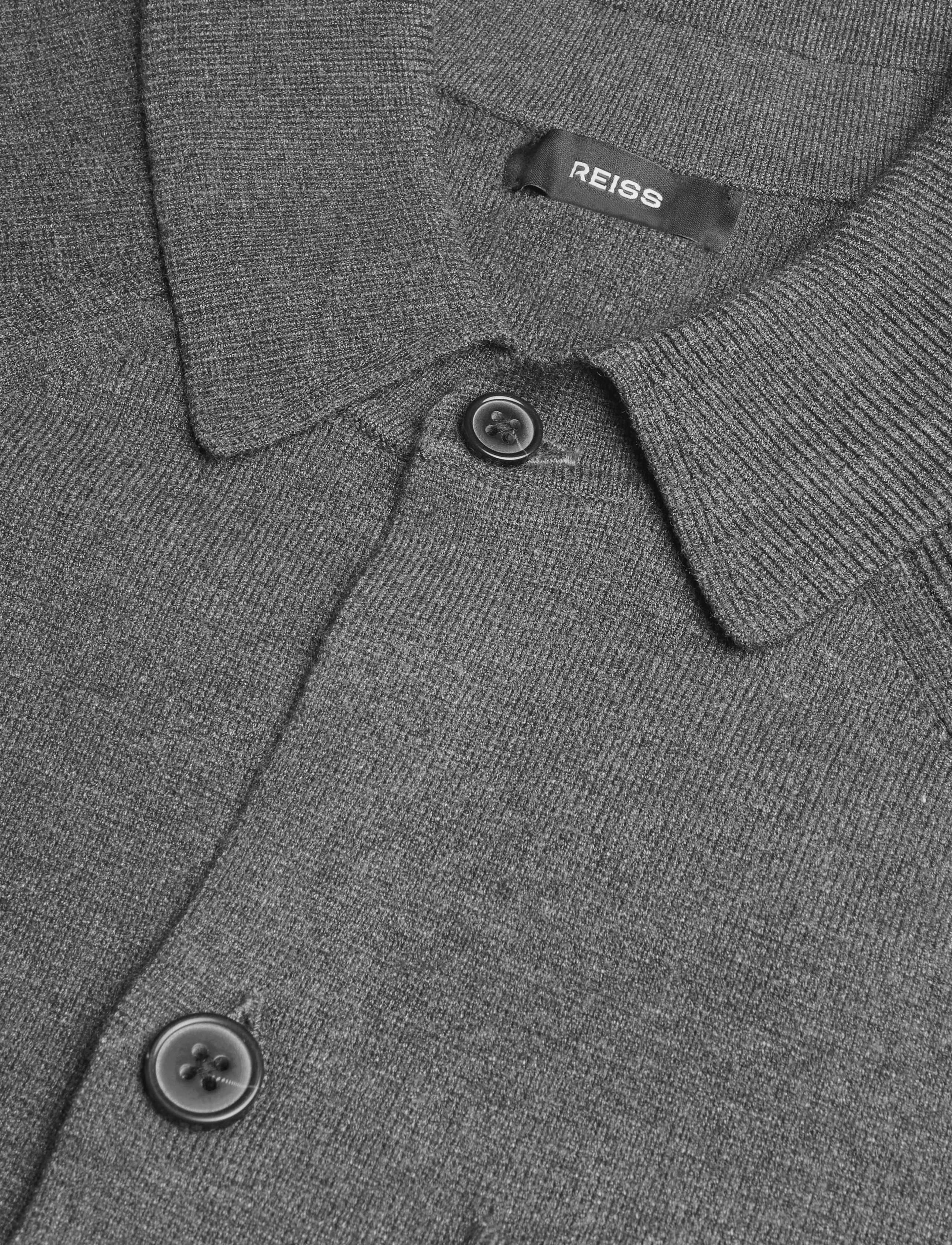 Reiss - FITZWILLIAM LS BUTTON THROUGH RIBBED SLEEVE CARDIG - charcoal grey - 2