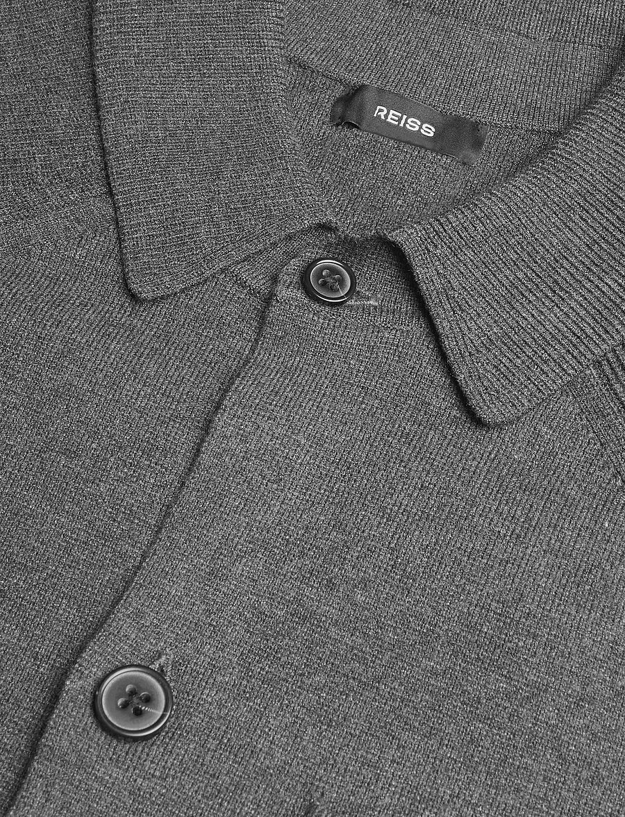 Reiss - FITZWILLIAM LS BUTTON THROUGH RIBBED SLEEVE CARDIG - cardigan - charcoal grey - 2