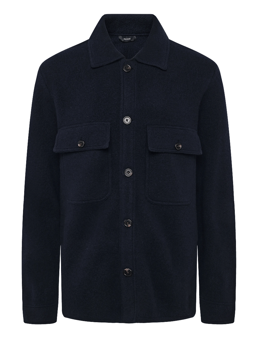Reiss - BANSTEAD LS BUTTON THROUGH BRUSHED OVERSHIRT - winterjacken - navy - 0