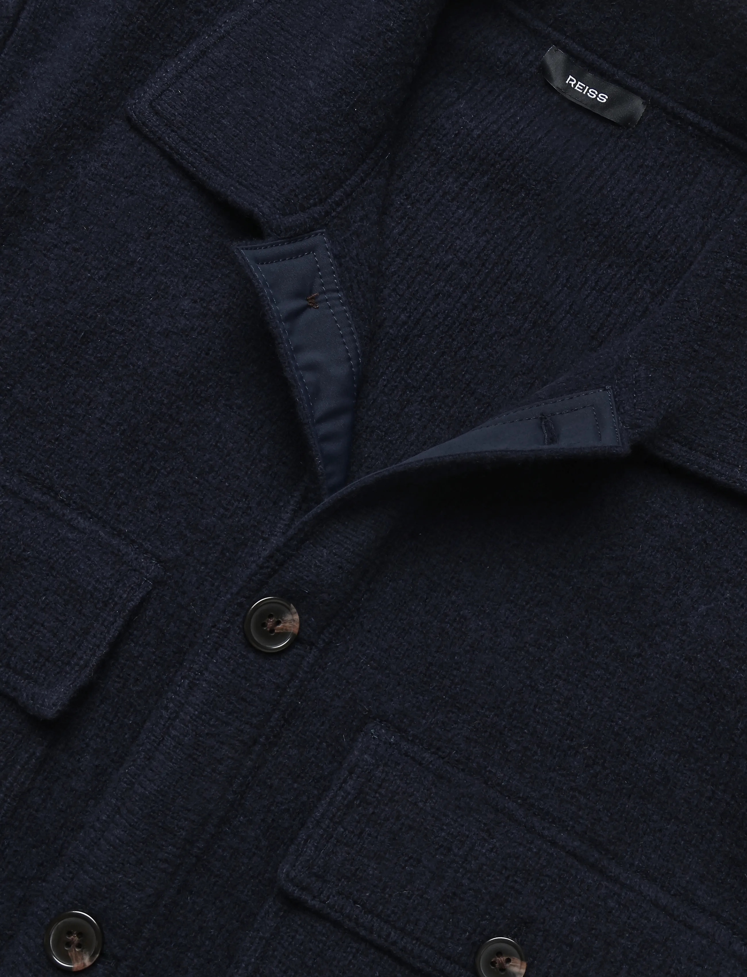 Reiss - BANSTEAD LS BUTTON THROUGH BRUSHED OVERSHIRT - winterjacken - navy - 2