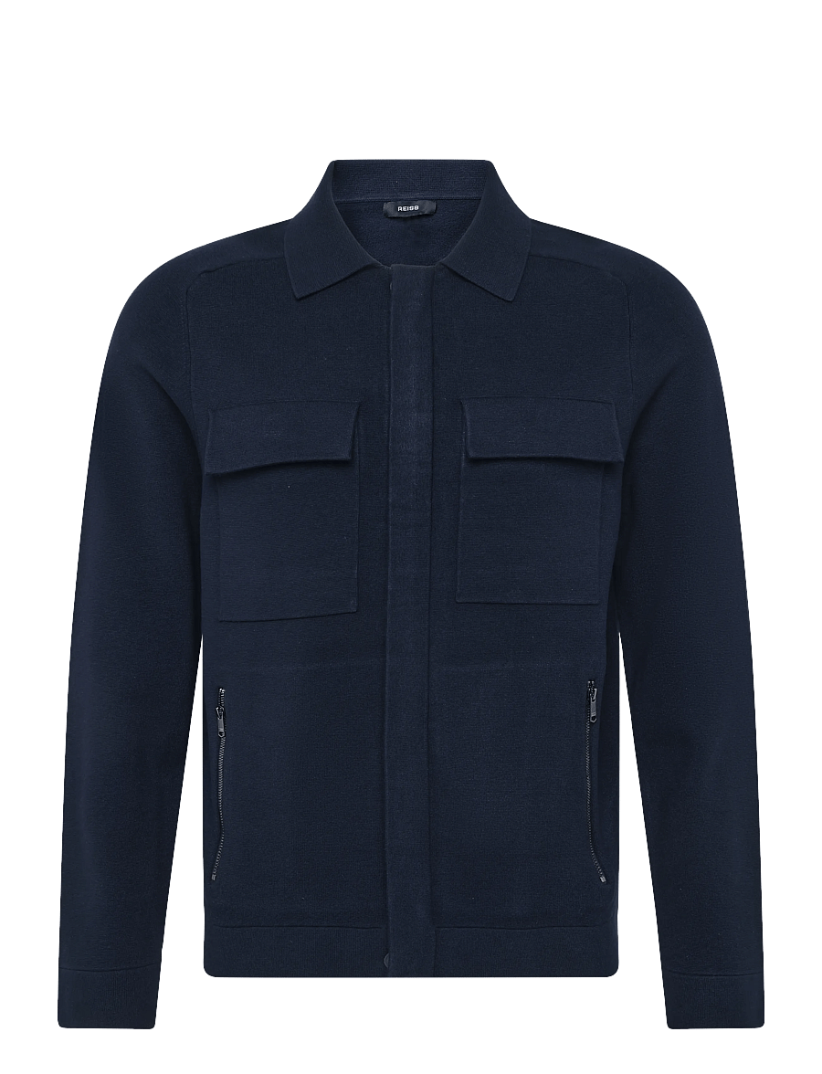 Reiss - FLEETWOOD LS CONCEALED PLACKET MILANO JACKET - fall jackets - navy - 0
