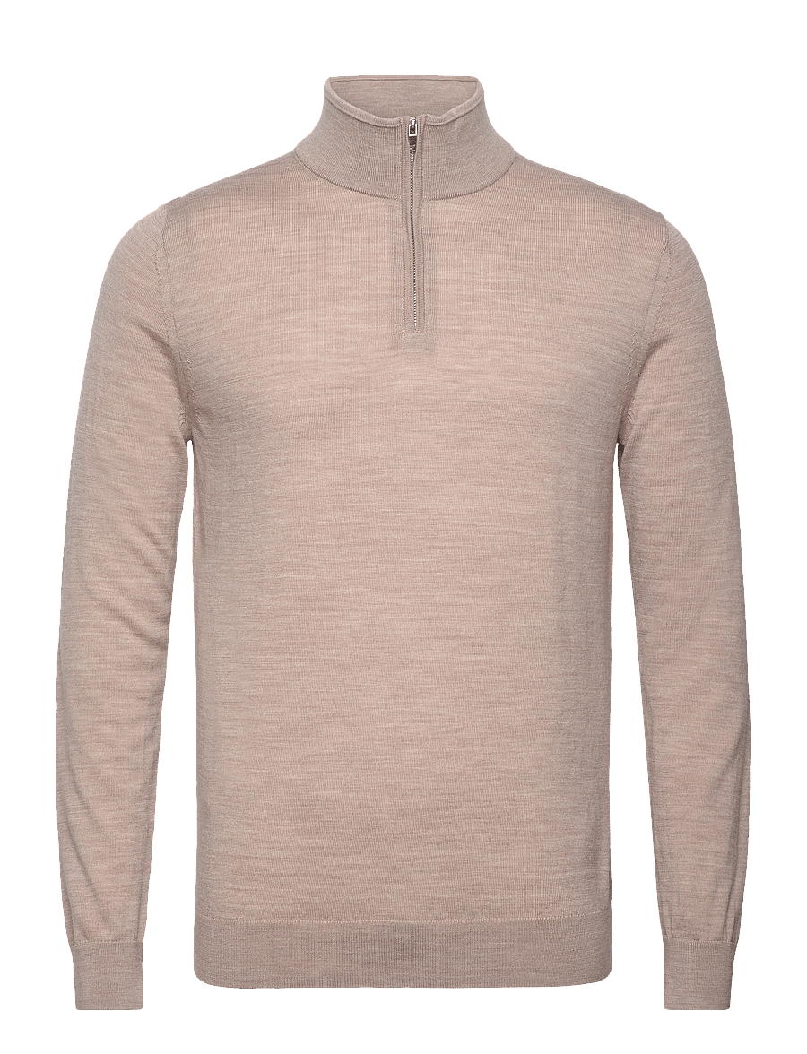 Reiss - BLACKHALL - pullover mit halbem reißverschluss - wheatmelange - 1