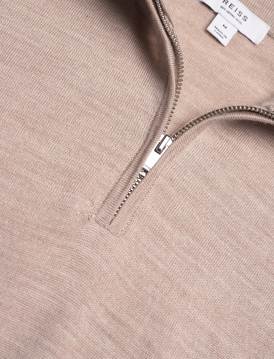 Reiss - BLACKHALL - pullover mit halbem reißverschluss - wheatmelange - 5