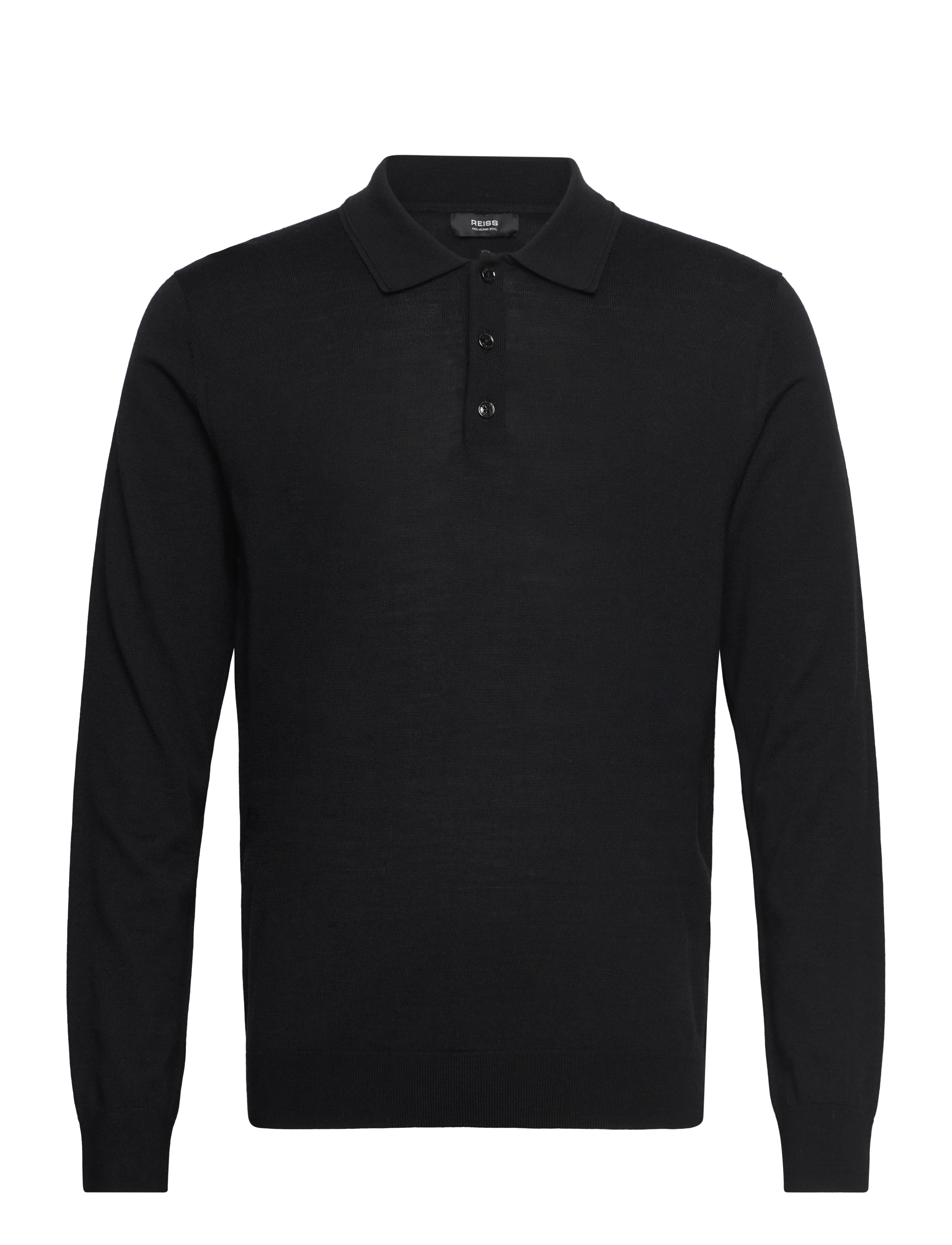 Reiss Trafford, Mænd, Langærmet Poloshirt, Sort, Str: L