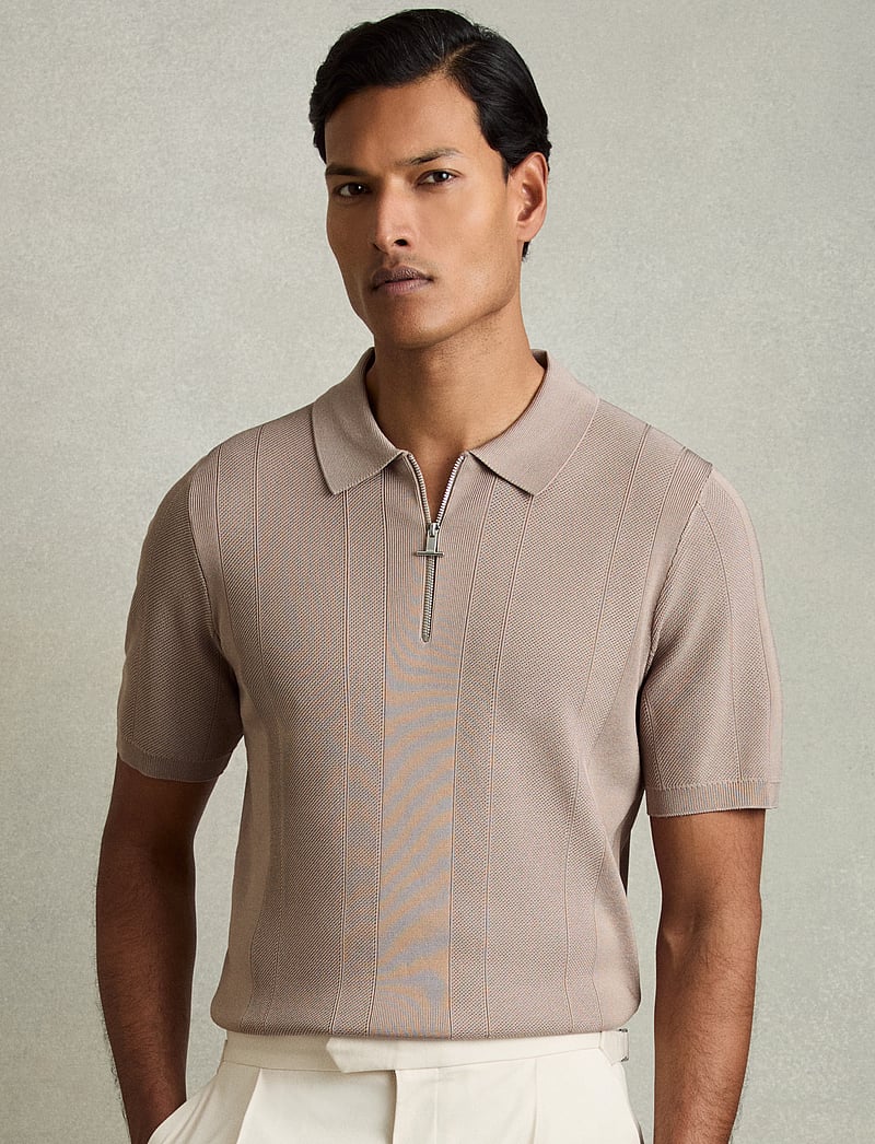 Reiss - BART - polostrik - taupe brown - 0