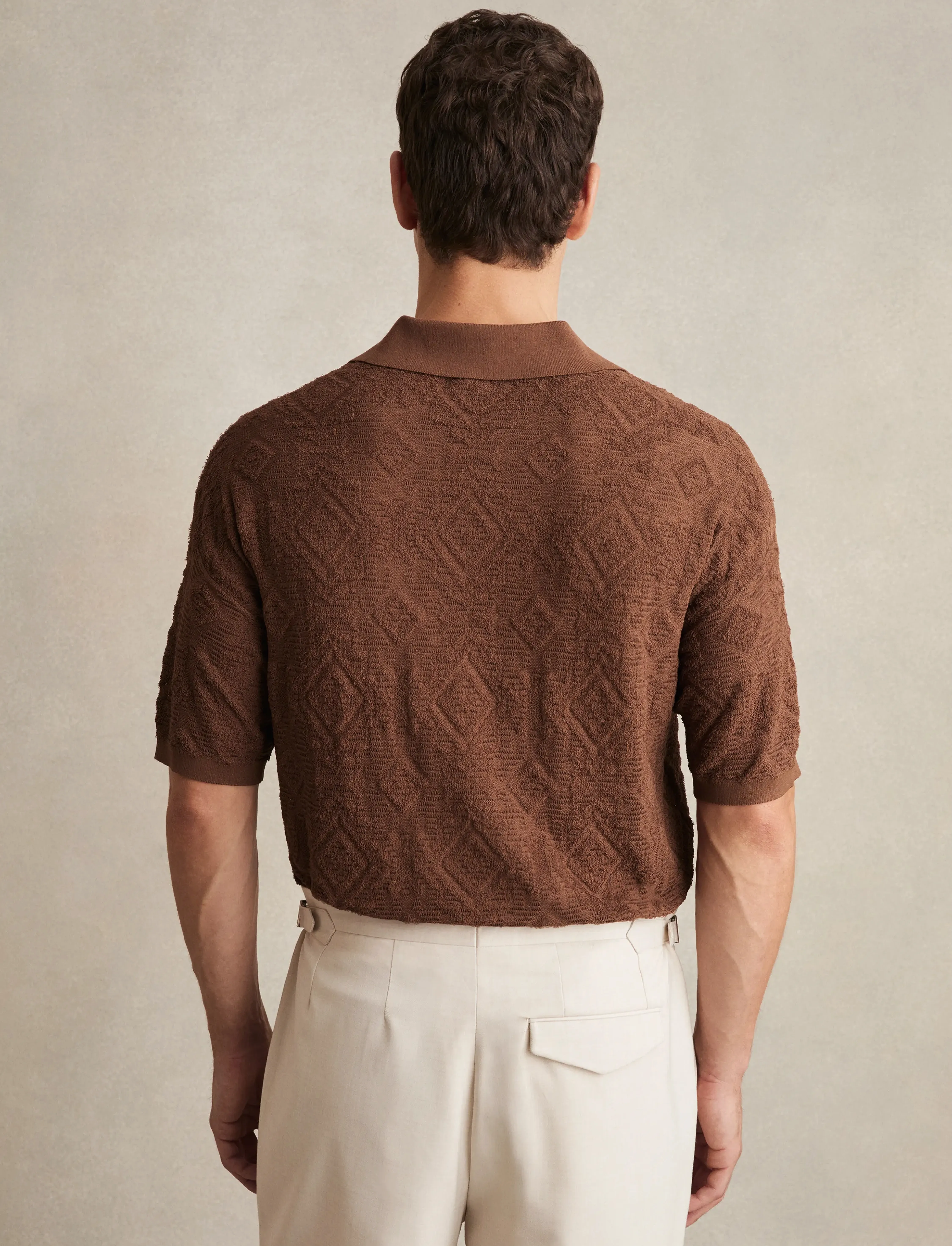 Reiss - BANKS - short-sleeved polos - tobacco - 2