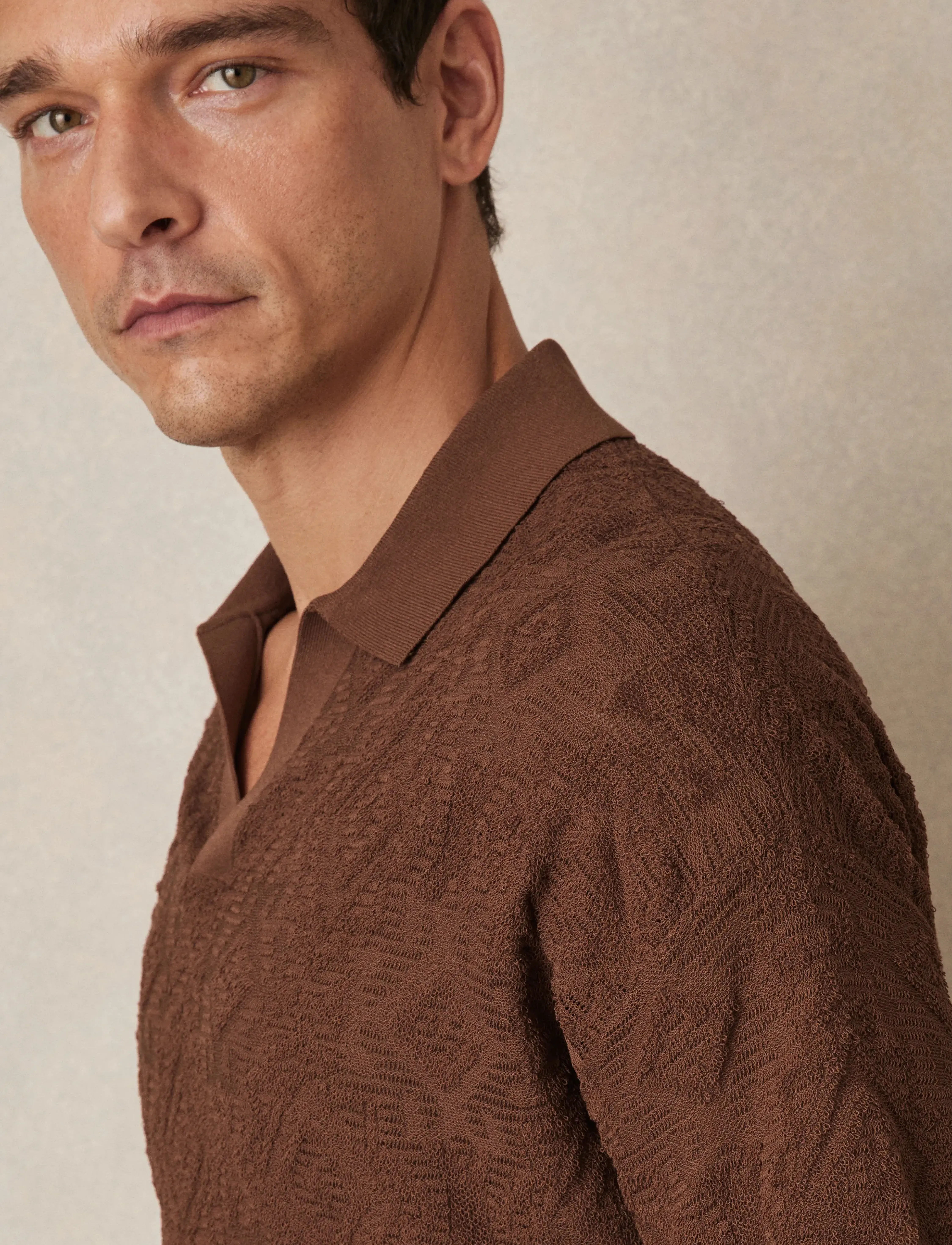 Reiss - BANKS - short-sleeved polos - tobacco - 3