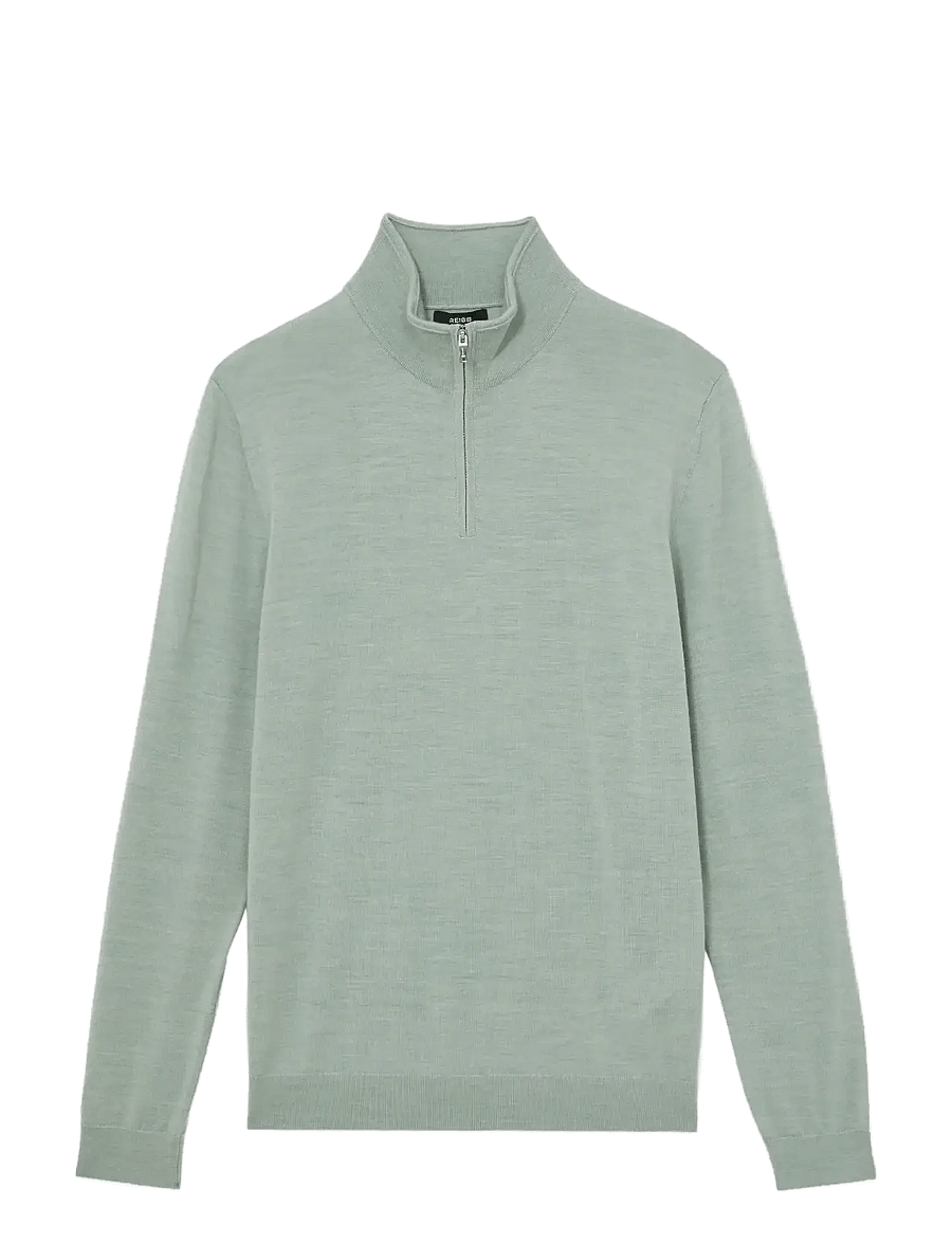 Reiss - BLACKHALL - pullover mit halbem reißverschluss - sage green melange - 1