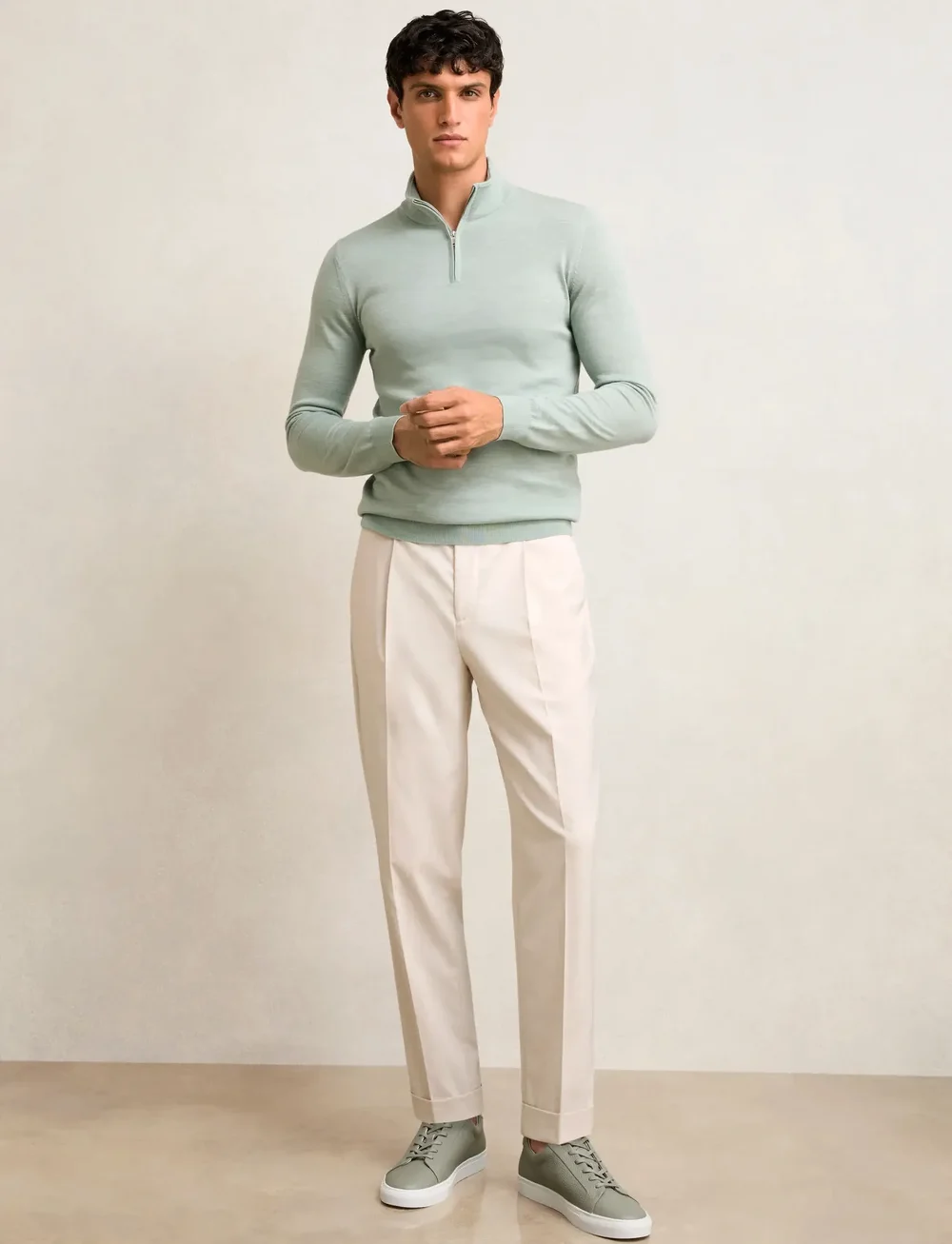 Reiss - BLACKHALL - tõmblukk-kaelusega dressipluusid - sage green melange - 0