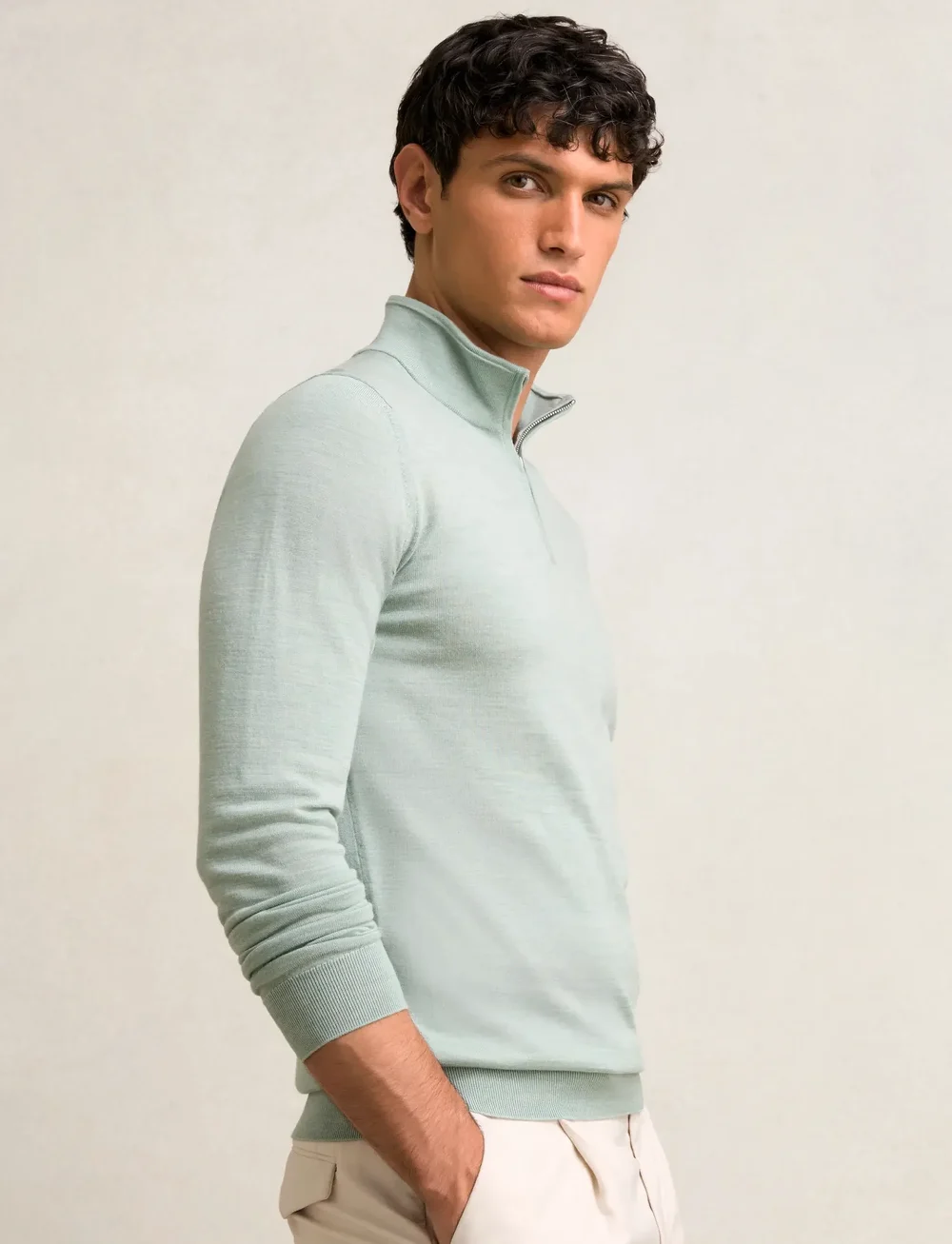 Reiss - BLACKHALL - tõmblukk-kaelusega dressipluusid - sage green melange - 3