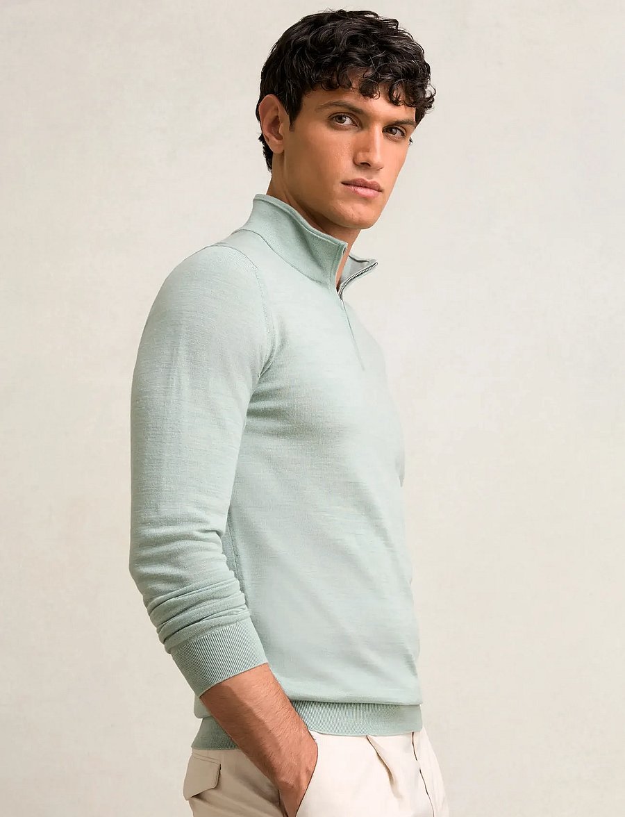 Reiss - BLACKHALL - pullover mit halbem reißverschluss - sage green melange - 3