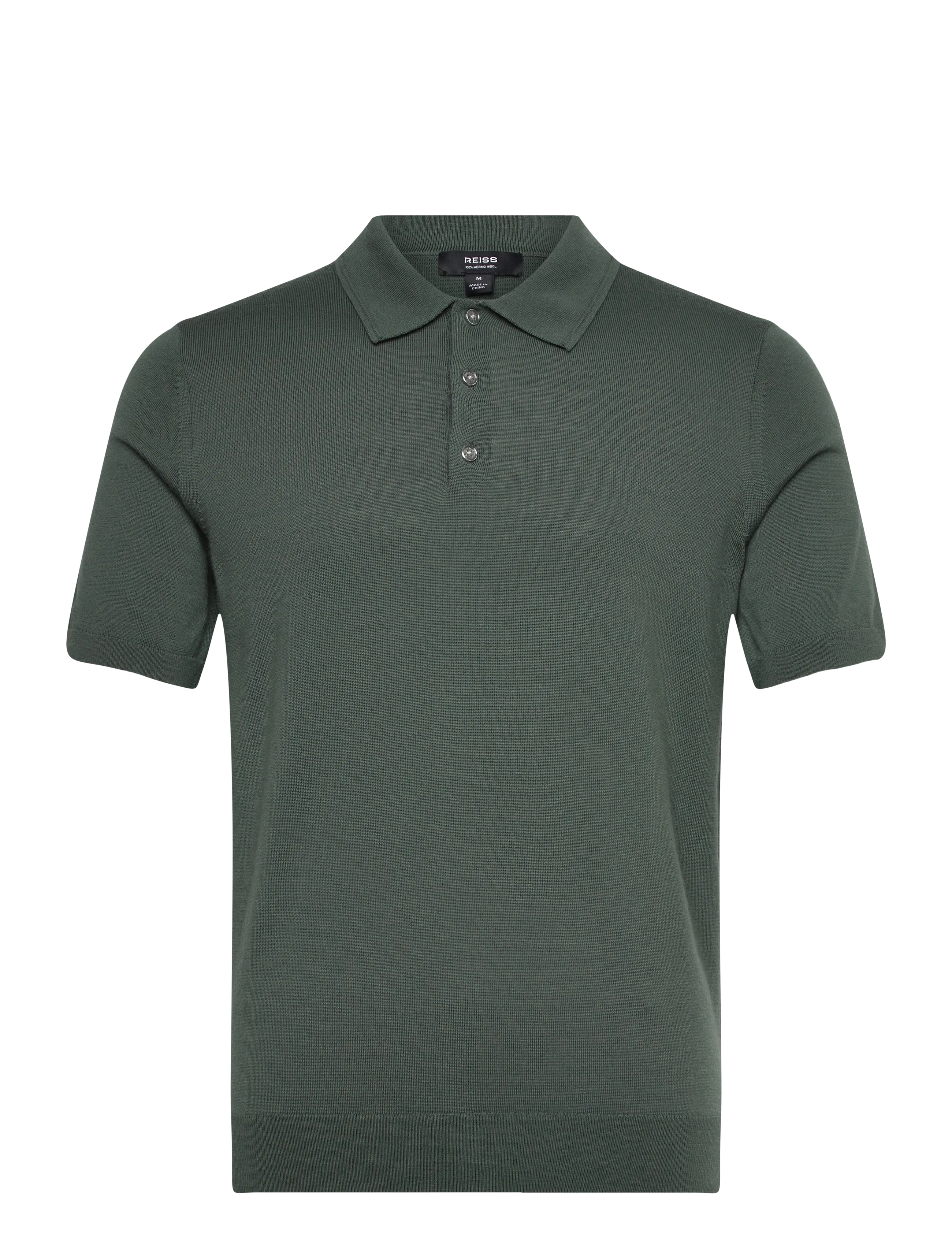 Reiss Manor, Mænd, Strikket Poloshirt, Kakigrøn, Str: S