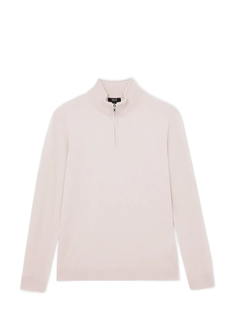 Reiss - BLACKHALL - pullover mit halbem reißverschluss - beige - 1