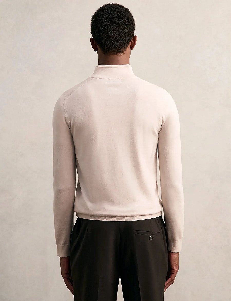 Reiss - BLACKHALL - pullover mit halbem reißverschluss - beige - 2
