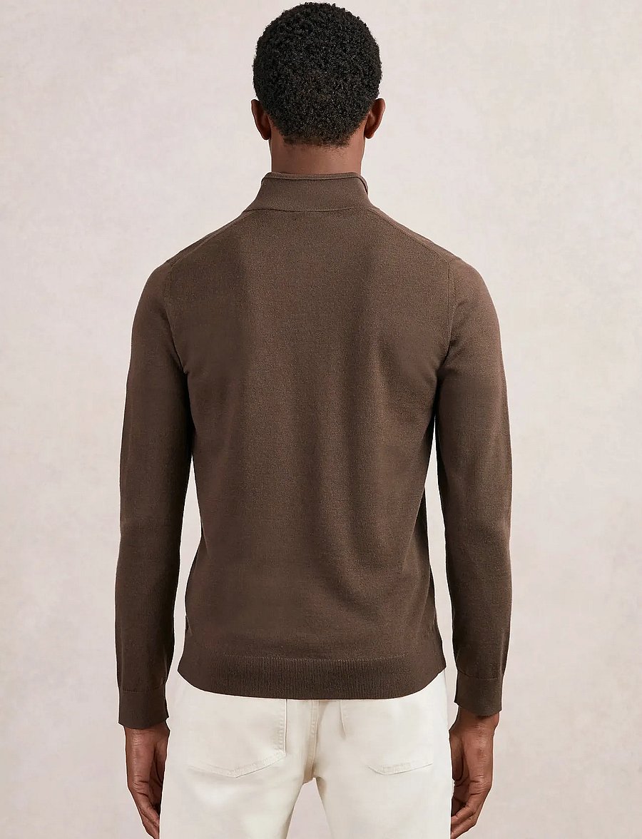 Reiss - BLACKHALL - pullover mit halbem reißverschluss - chocolate brown - 2