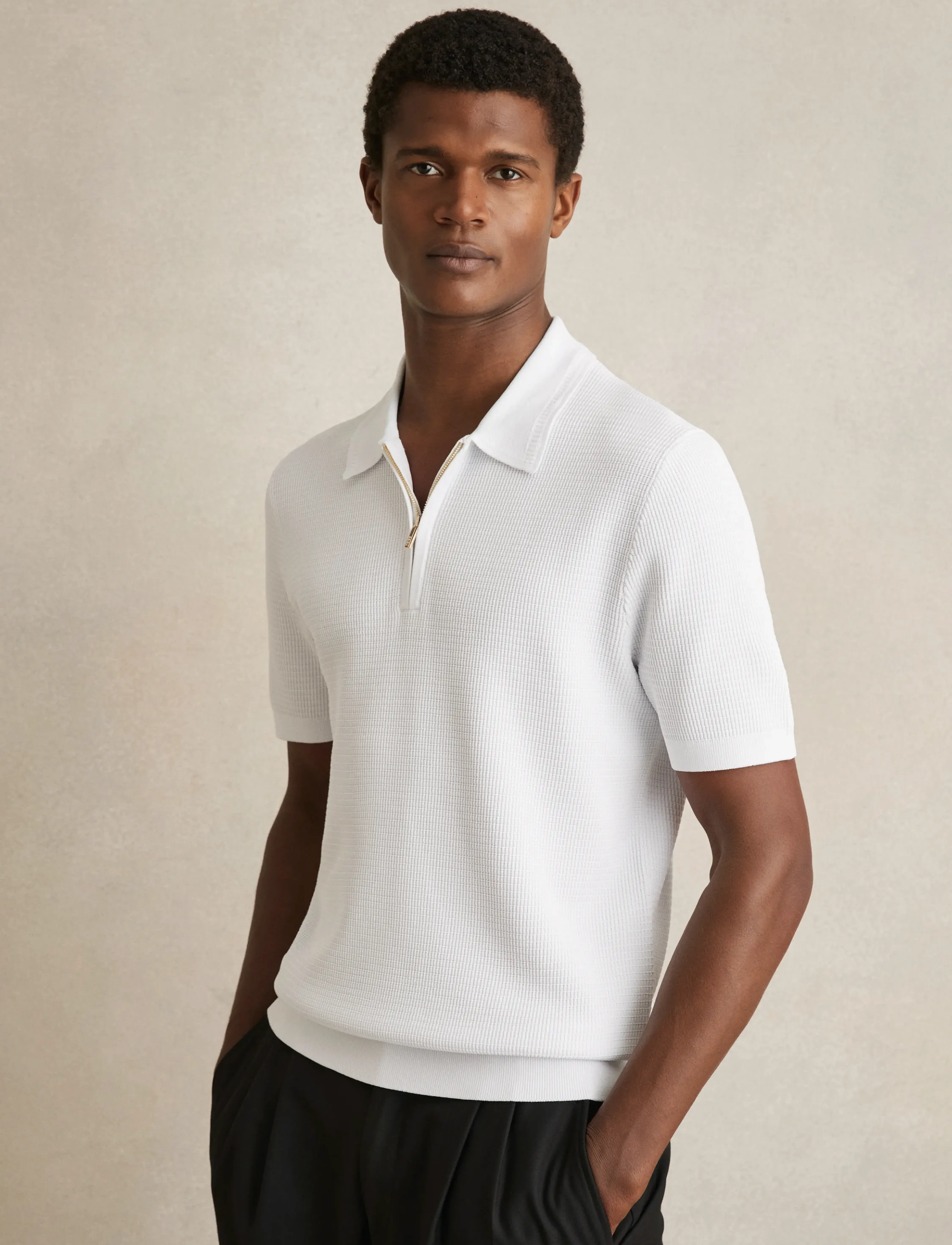 Reiss Regis, M, Polos, Weiß - Short-sleeved, Männerswear