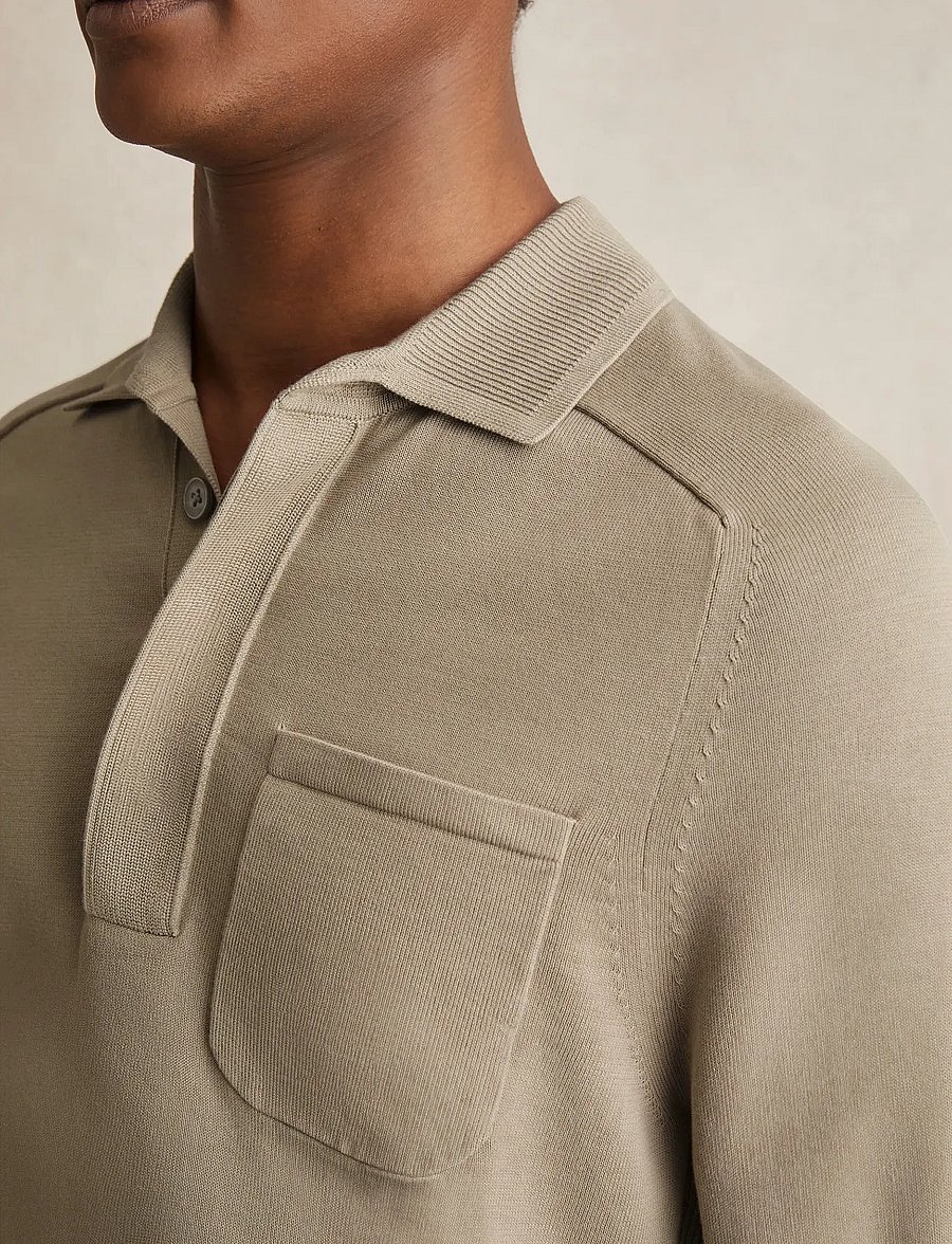 Reiss - CLINTON - pikkade varrukatega kootud polosärgid - light sage green - 3