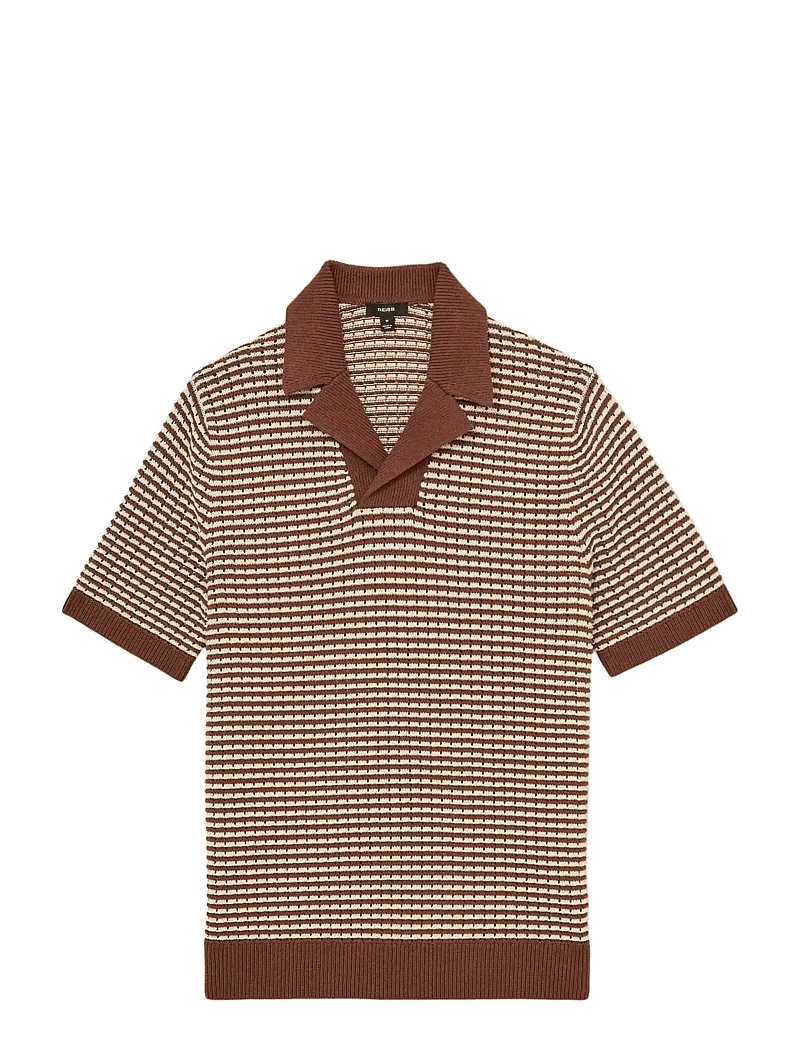 Reiss - ICARUS - polostrik - tobacco brown/ off white - 1
