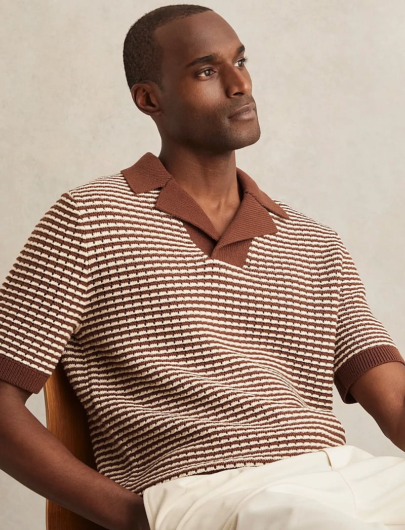 Reiss - ICARUS - polostrik - tobacco brown/ off white - 0