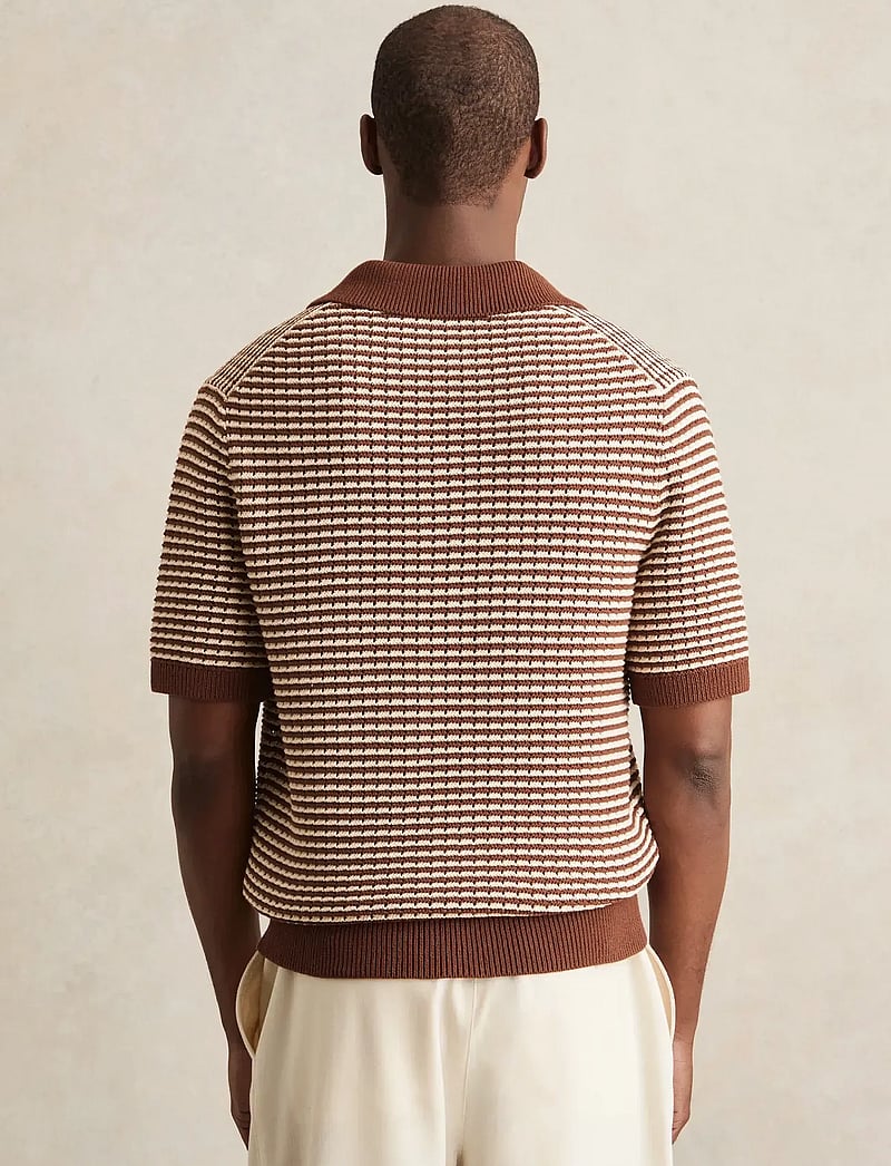 Reiss - ICARUS - polostrik - tobacco brown/ off white - 2